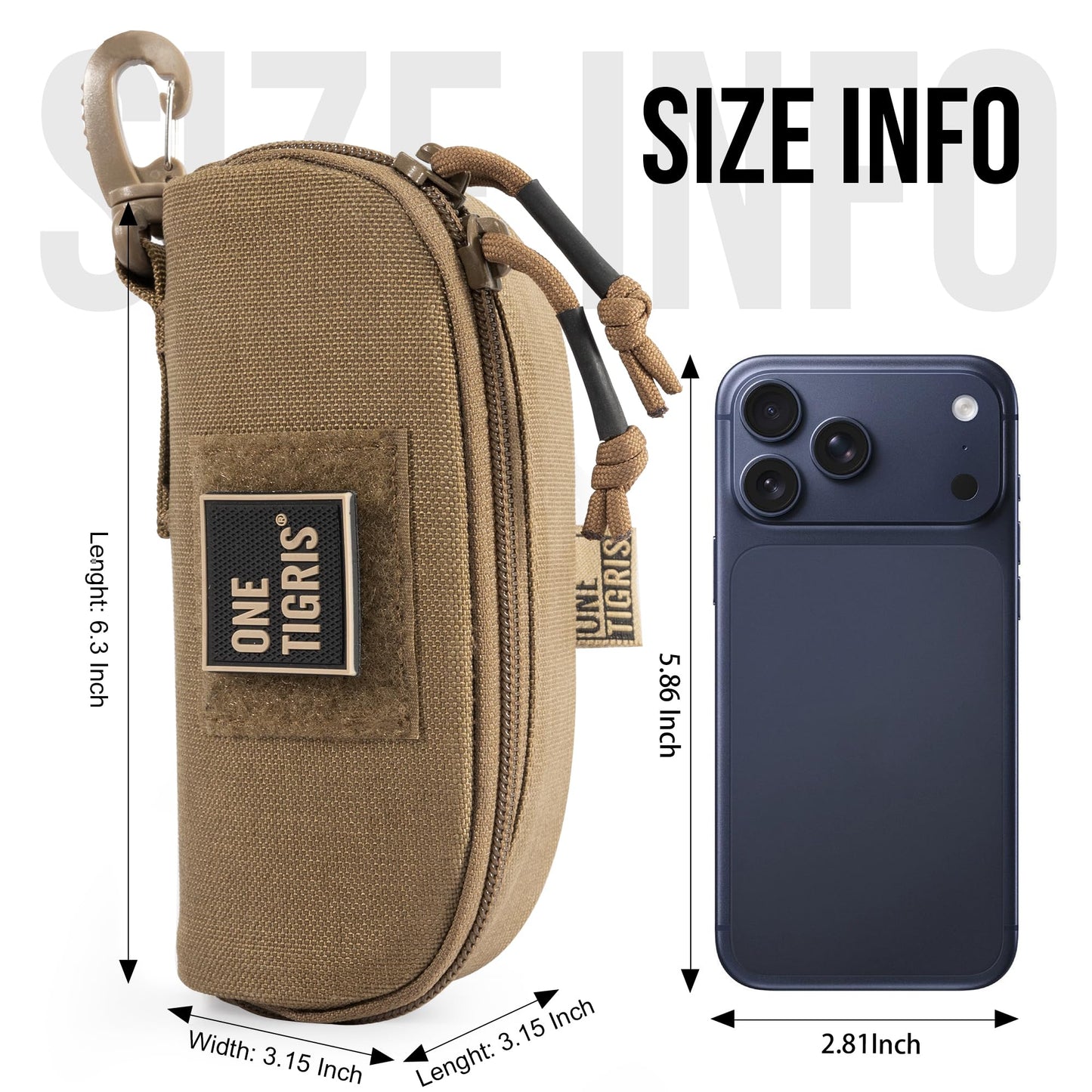 ONETIGRIS Tactical Hard Shell Eyeglasses Case Molle Zipper Sunglasses Pouch Shockproof Crush Resistant for Outdoor Activities