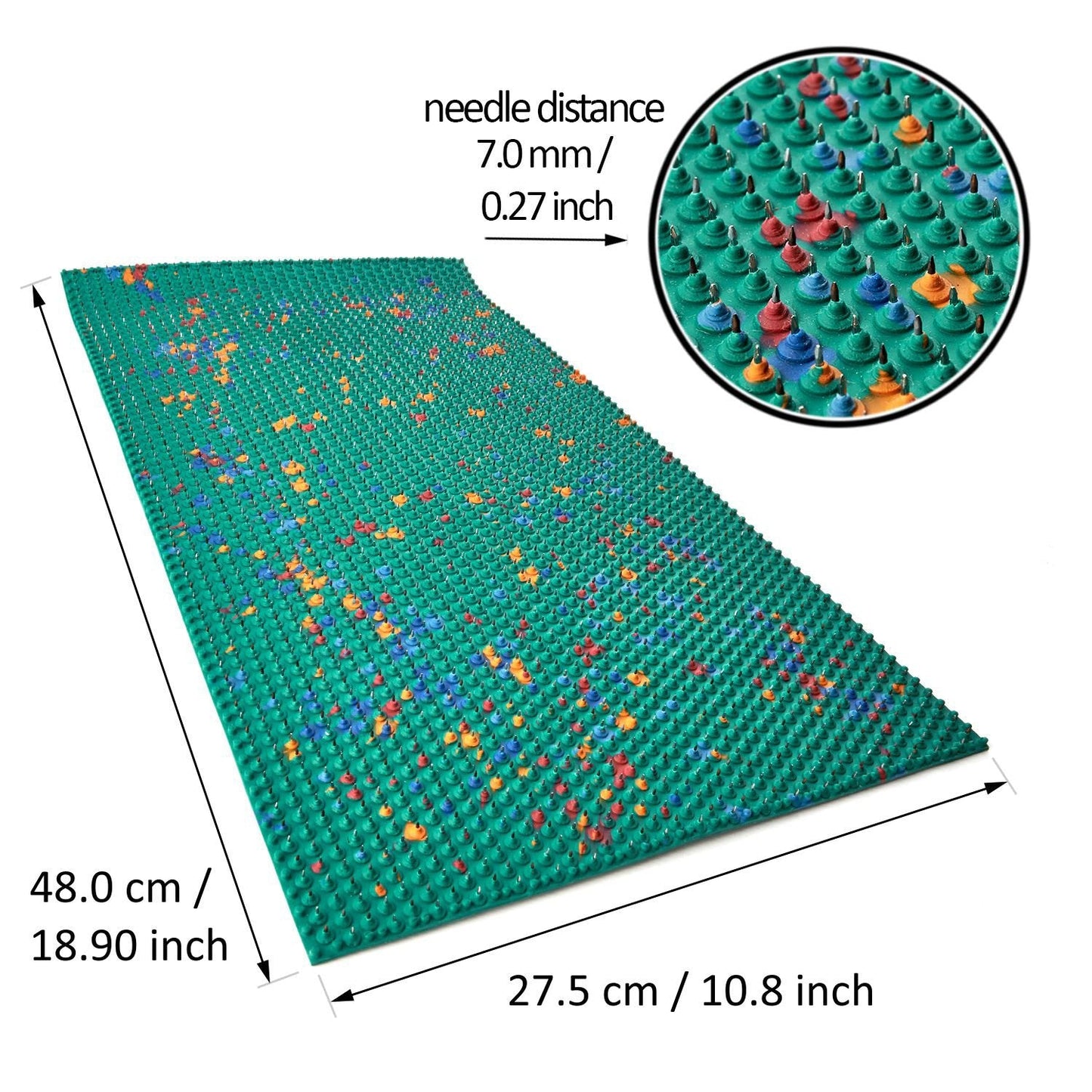 Lyapko Body & Foot Acupressure Mat - Acupuncture Mat for Feet, Back, Neck, Shoulders, & Other Larger Areas, Soft Rubber w/ 2710 Metal Needles, Big Size 10.8 x 19 Inches, Acupressure Massage at Home