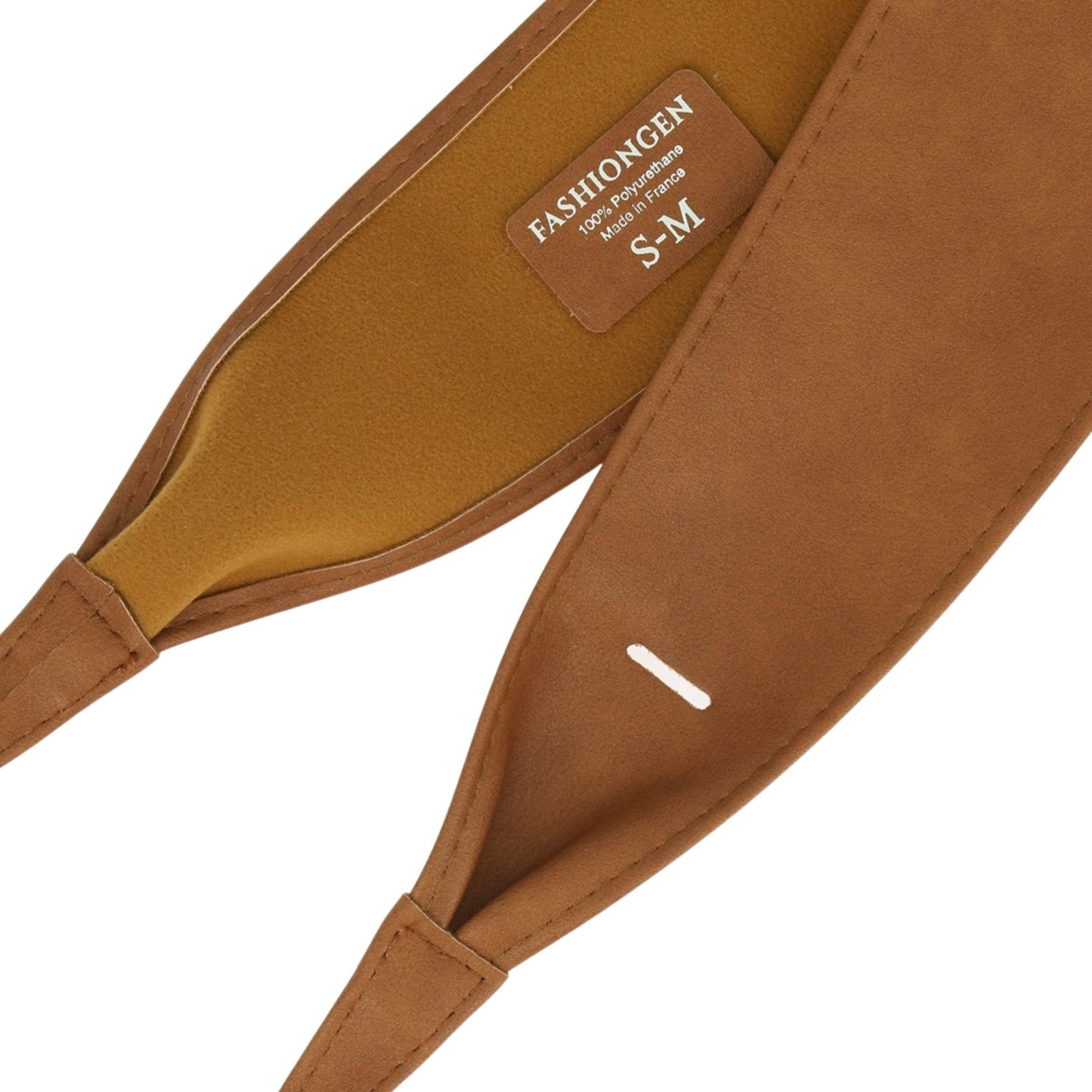 FASHIONGEN Obi Belt for Women β Wide Waist Belt in Faux Leather, MICA - Camel, Small/Medium