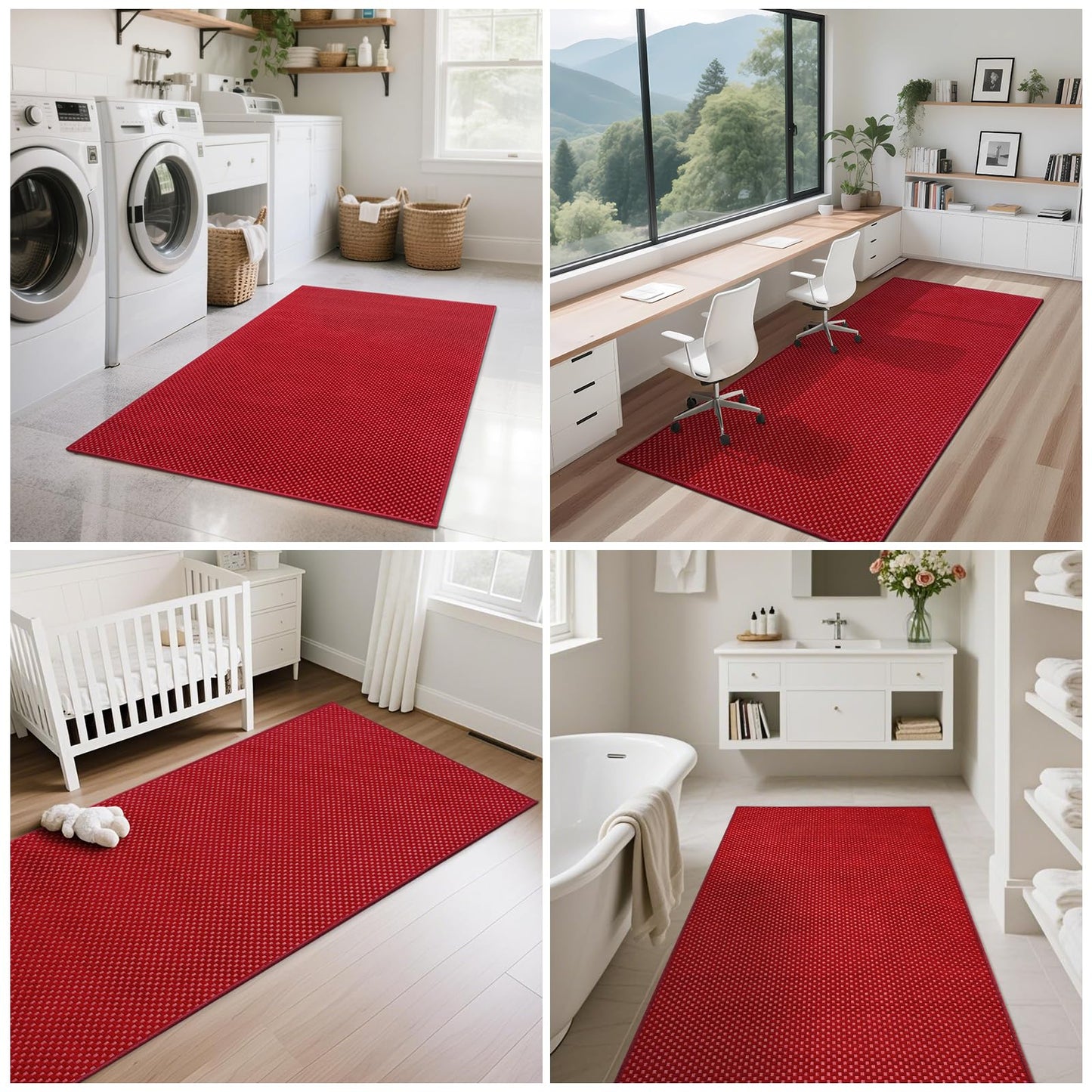 YDKGL 2x3 ft Indoor Door Mat Entryway Rug Non Slip Boho Woven Washable Small Area Rugs Runner, Front Entry Rug Entrance Doormat for Hall Porch Bathroom Kitchen Bedroom Easy Clean, Red 24"x36"