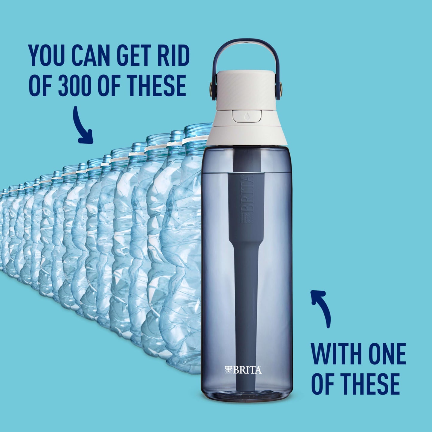 Brita Insulated Filtered Water Bottle with Straw, Reusable, Christmas Gift and Stocking Stuffer For Men and Women, BPA Free Plastic, Night Sky, 26 Ounce