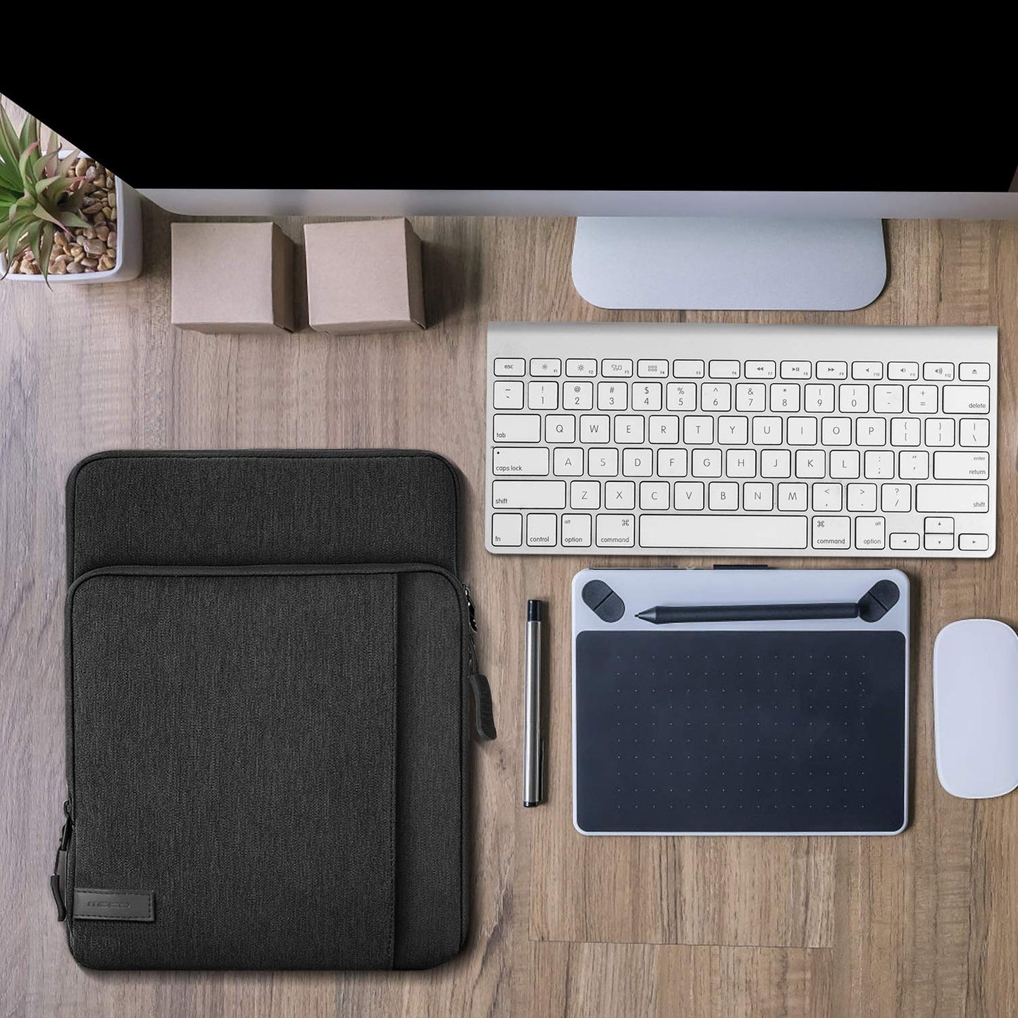 MoKo 9-11 Inch Tablet Sleeve Bag Carrying Case with Storage Pockets Fits New 11-inch iPad Air M4 2026/iPad Pro M5, iPad Pro/A16 11, iPad Air 5/4th 10.9, iPad 9/8th 10.2, Tab S8/S9 11,Black & Gray