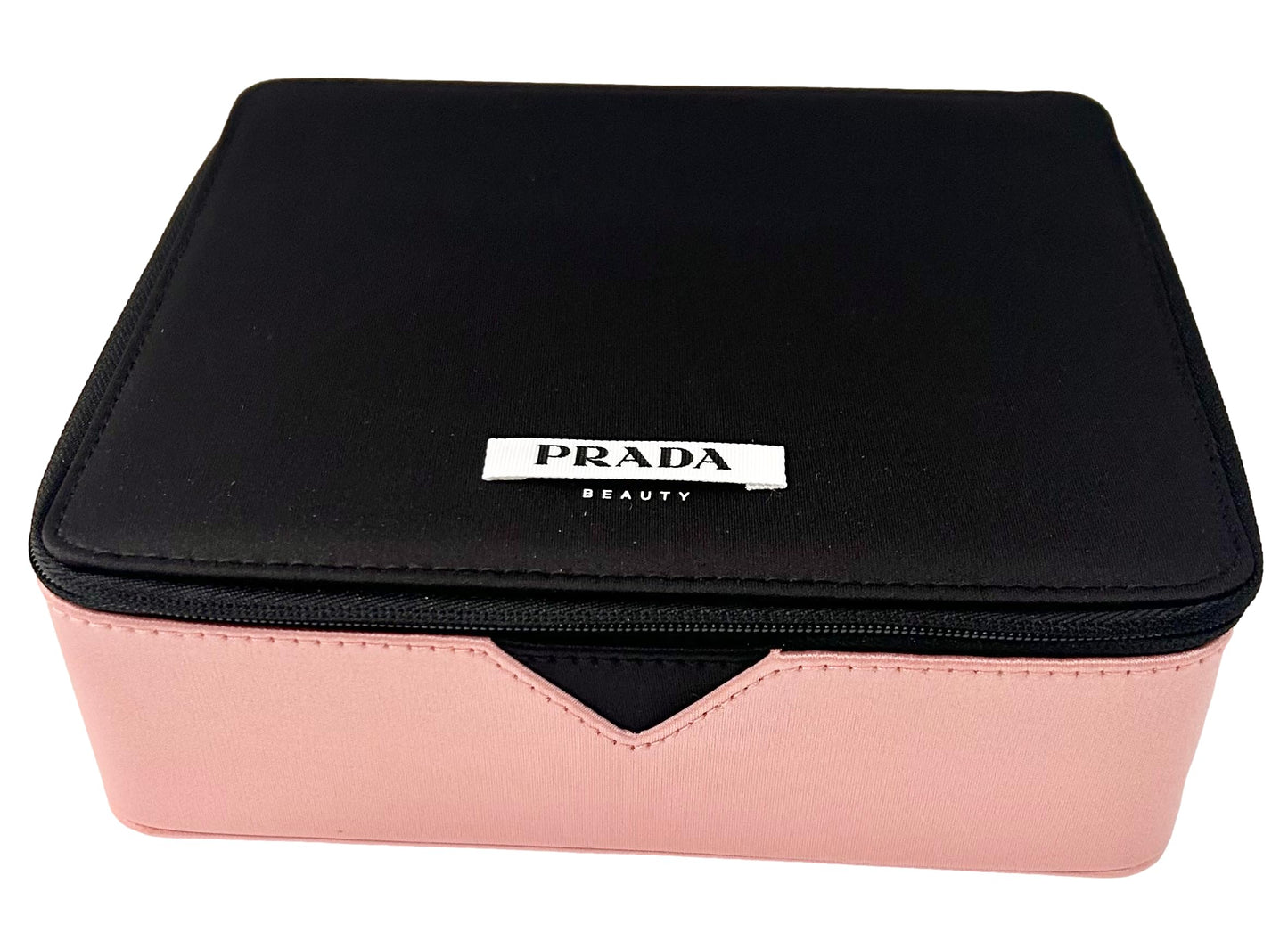 Prada Black Pink Train Case Beauty Fragrance Paradoxe Cosmetic Pouch Makeup Bag (EMPTY MAKEUP BAG) - Approx MEDIUM 7L x 6H x 2.5W - 0697