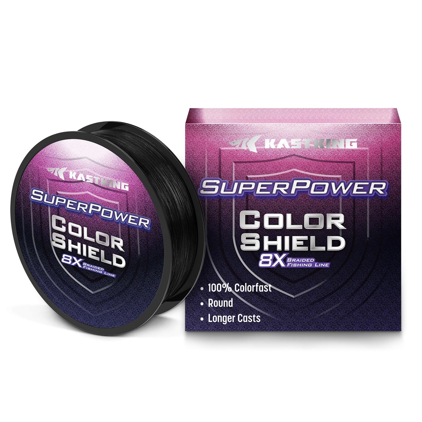 KastKing Superpower ColorShield Braided Fishing Line, Black,50LB,300Yards,X8