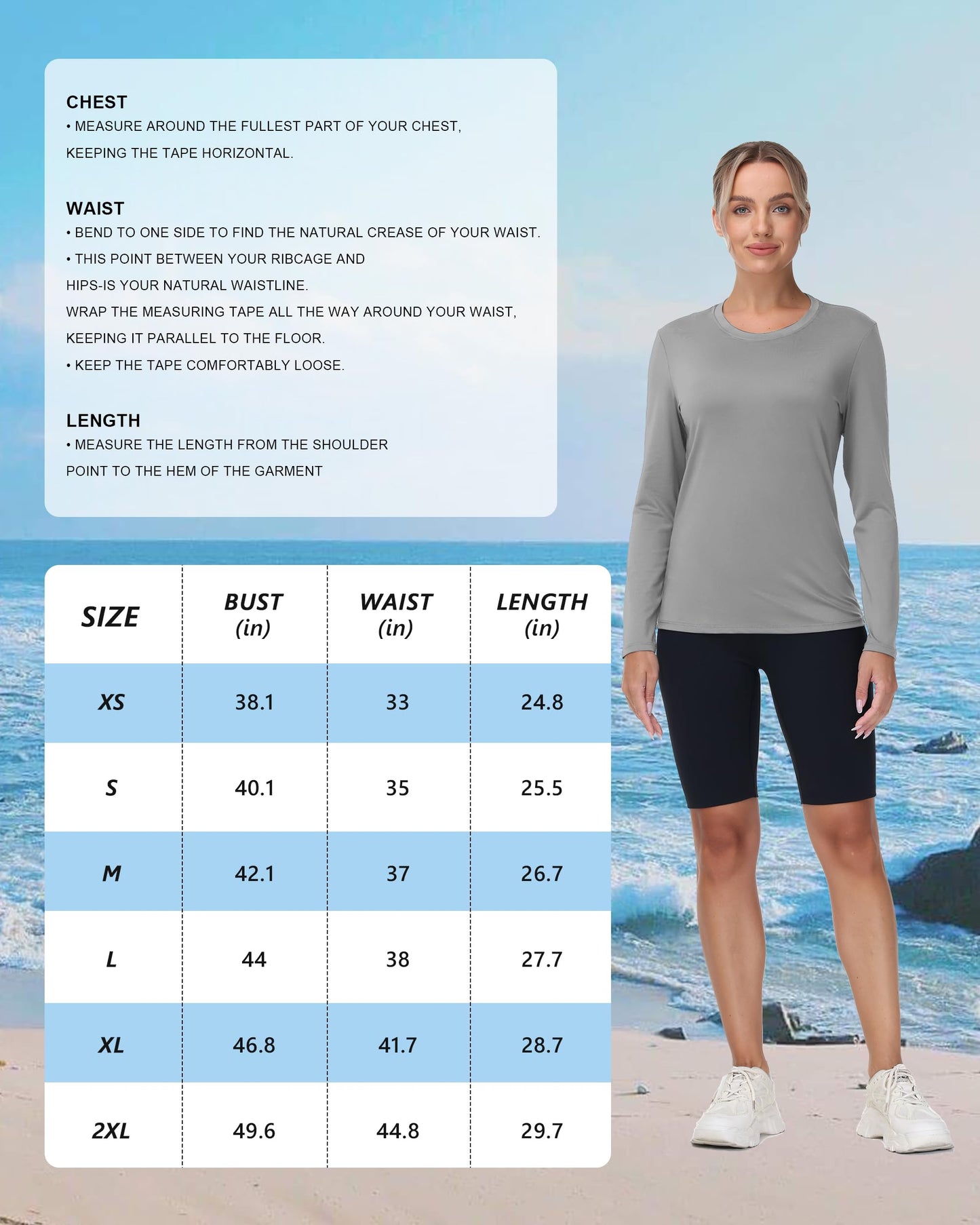 isnowood Womens Long Sleeve Rash Guard, UV UPF 50+ Sun Protection Shirts, Quick Dry Lightweight Tops for Swimming Workout Hiking Running