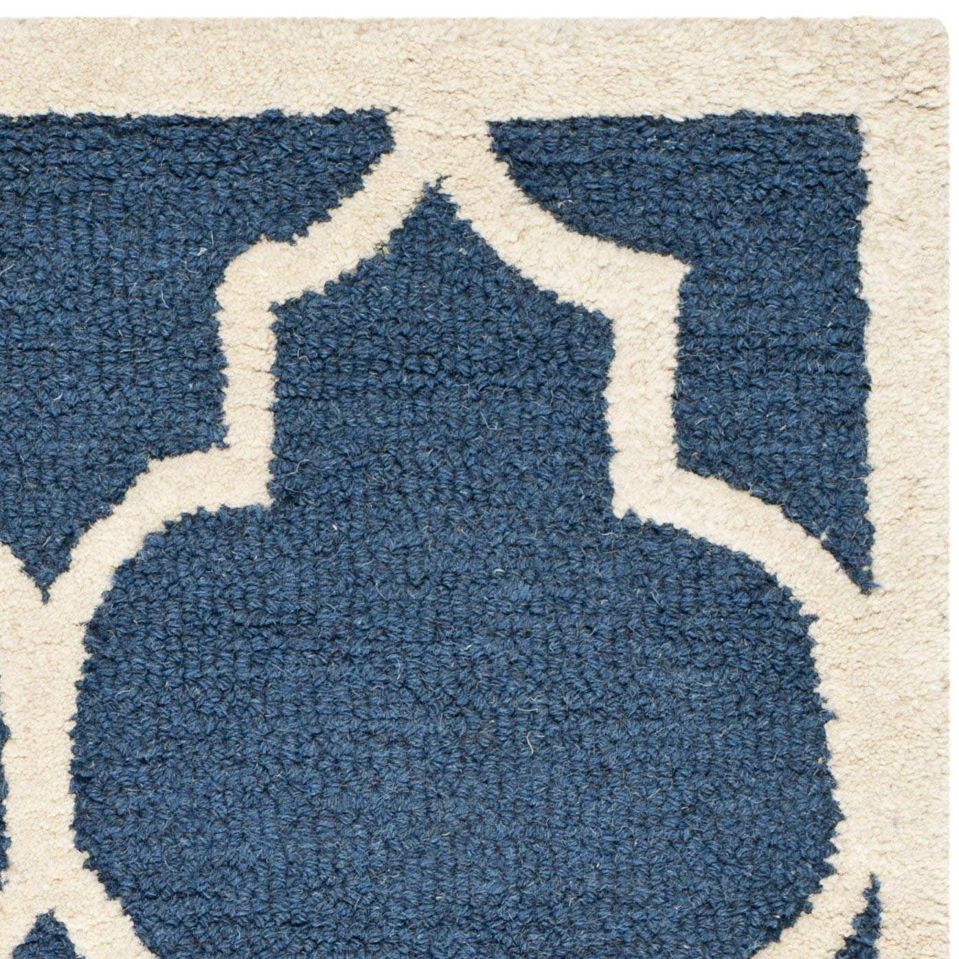 SAFAVIEH Cambridge Collection Accent Rug - 2' x 3', Navy & Ivory, Handmade Moroccan Trellis Wool, Ideal for High Traffic Areas in Entryway, Living Room, Bedroom (CAM134G)