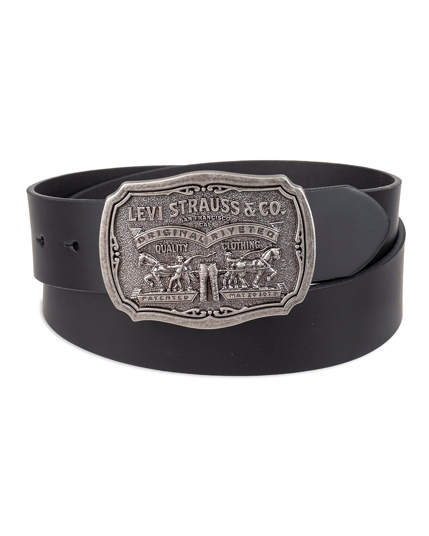 Levi's Men's Leather Belt With Antiqued Buckle,Black,36