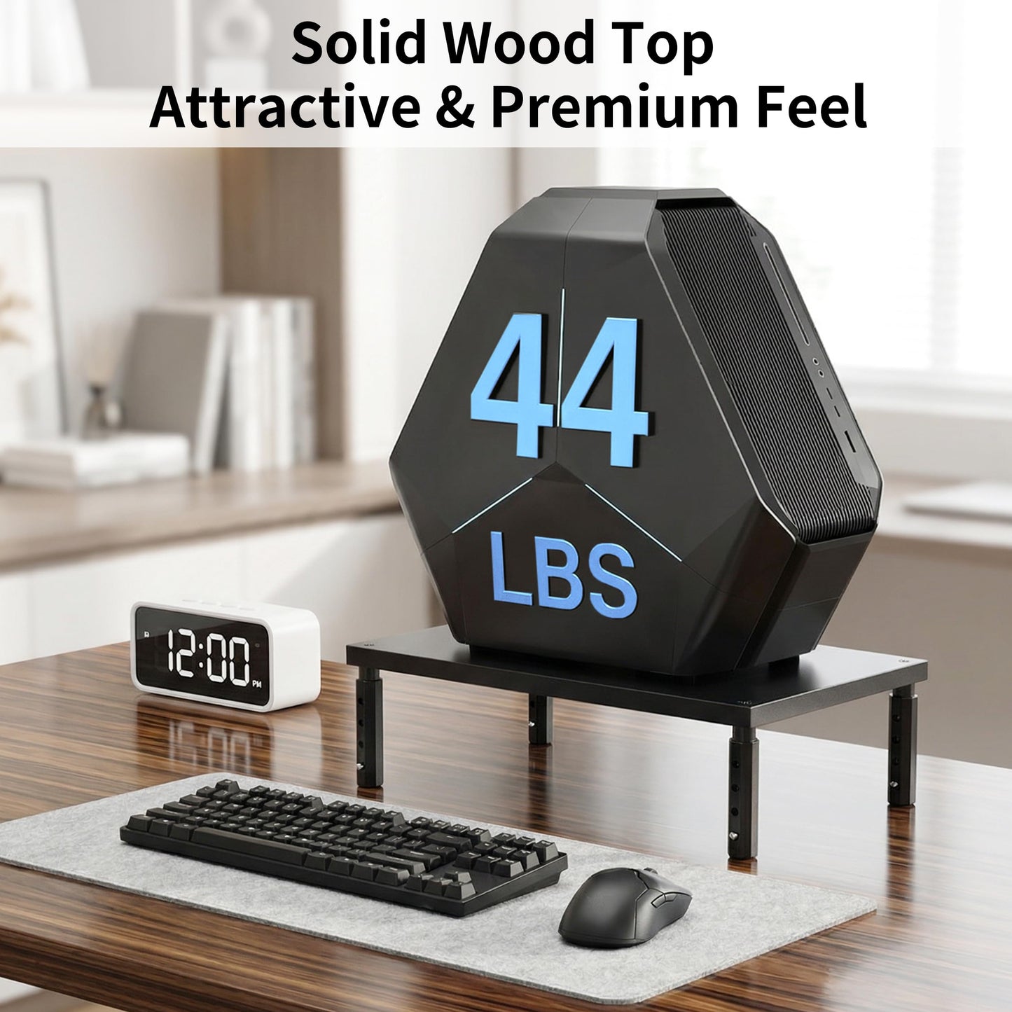 OPNICE Desk Organizers and Accessories, Adjustable Computer Monitor Stand Riser, Laptop Stand for Desk, Office Desk Accessories & Workspace Organizers for Home Office, Black Wood