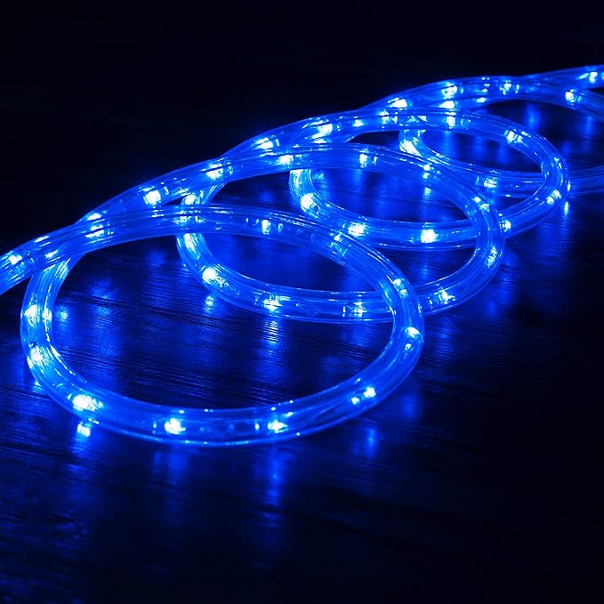 WYZworks 108LEDs 10ft LED Outside Rope Lights, Outdoor ETL Certified Waterproof Permanent 360 Degree Light Emitting, Flexible Tube, Connectable, Christmas Palm Tree Exterior Landscape, Blue