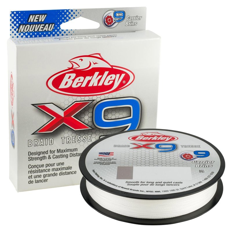 Berkley x9 Braid Superline, Low-Vis Green, 10lb test | 27 lbC | 12.1kg, 164yd | 150m Fishing Line, Suitable for Freshwater and Saltwater Environments
