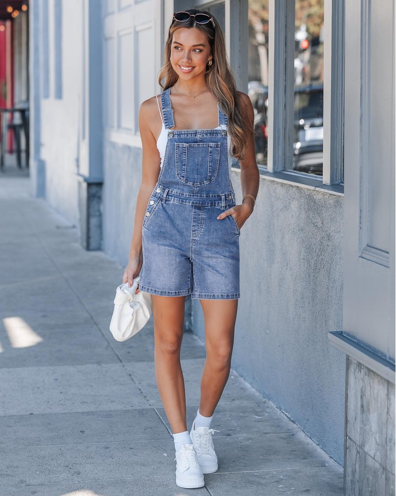 luvamia Denim Overalls for Women Loose Fit Baggy Jean Shorts Overall Bib Summer Casual Stretchy Adjustable Shortalls