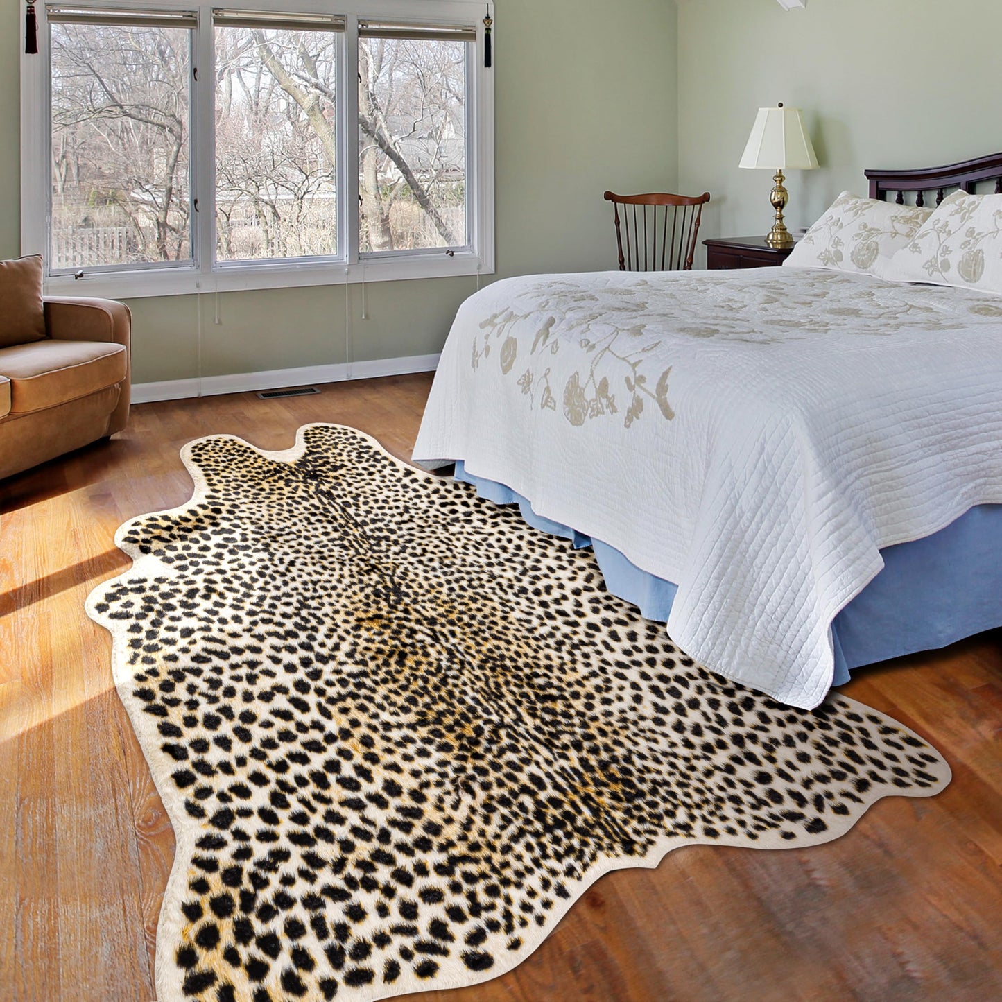WARM HAVEN Oversized Cheetah Print Rug, Large Leopard Rug 6.2x8.2 Feet Faux Animal Print Skin Cheetah Area Rug for Bedroom Living Room Animal Fur Hide Rustic Antelope Deer Multicolor