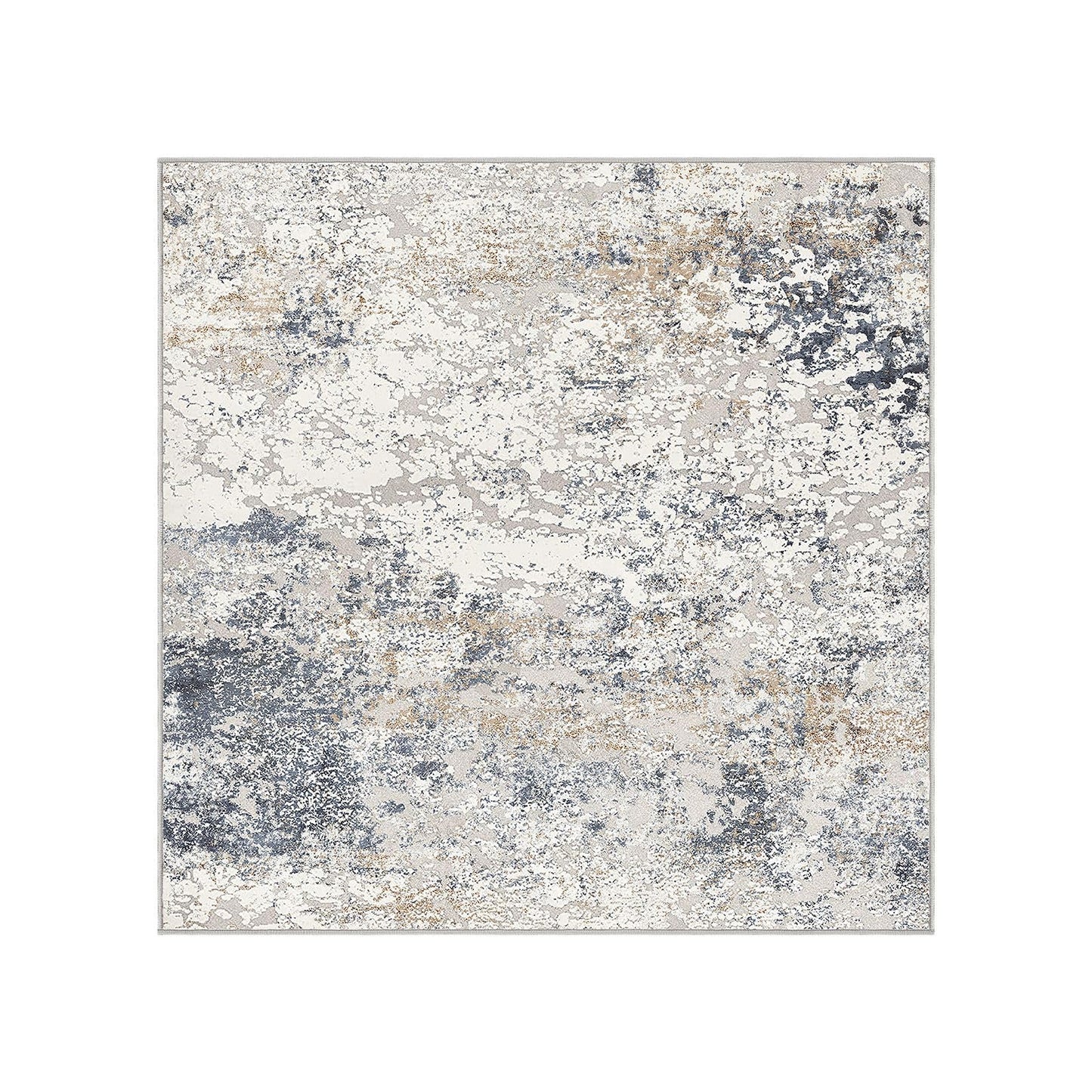DMOYEST Square Area Rug Living Room Rugs - 6x6 Washable Large Soft Indoor Neutral Modern Abstract Low Pile Rug Carpet for Bedroom Dining Room Farmhouse Home Office - Beige Blue