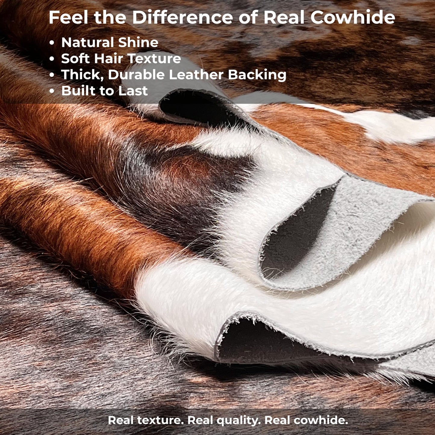 rodeo Full Grain Hair on Genuine Cowhide Rug: Real Animal Print Rug for Western Home Decor & Rustic Cow Rugs for Living Room - Western Rugs, 6x7ft - Unique Country Style Hide Decor - Brindle Nutella