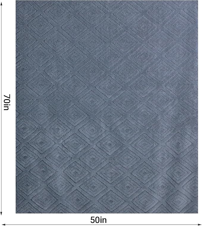 Geometric 50x70 Inch Flannel Jacquard Throw Blanket- Soft & Cozy Luxurious Blankets for Couch, Bed, Sofa, Travel,Home and Dorm Decor,Housewarming Gift for Women & Men,Dark Grey