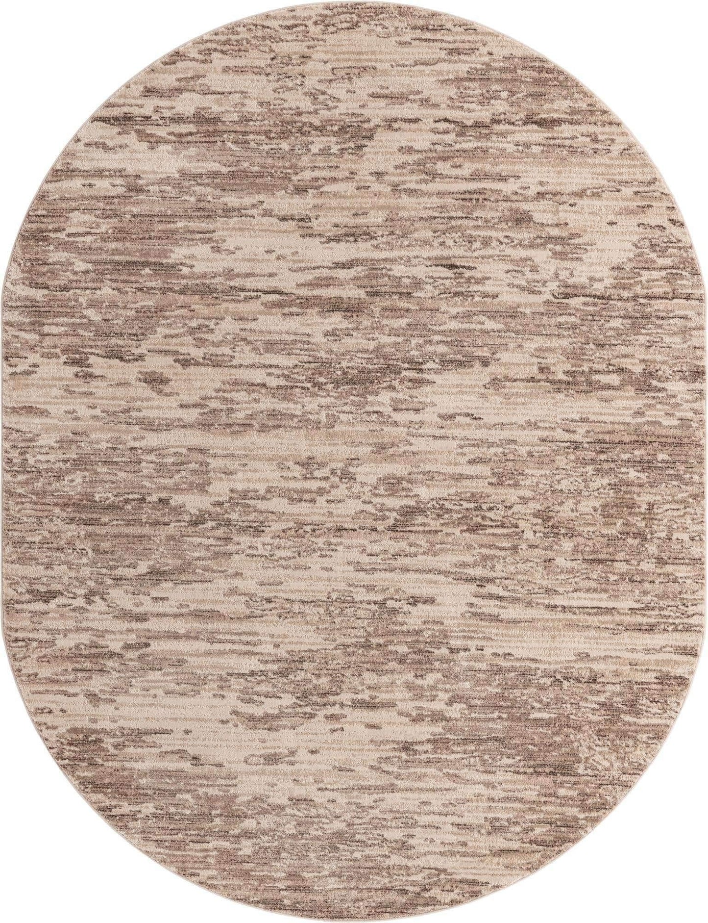 Unique Loom Oasis Collection Area Rug - Water (8' x 10' Oval, Brown/ Beige)