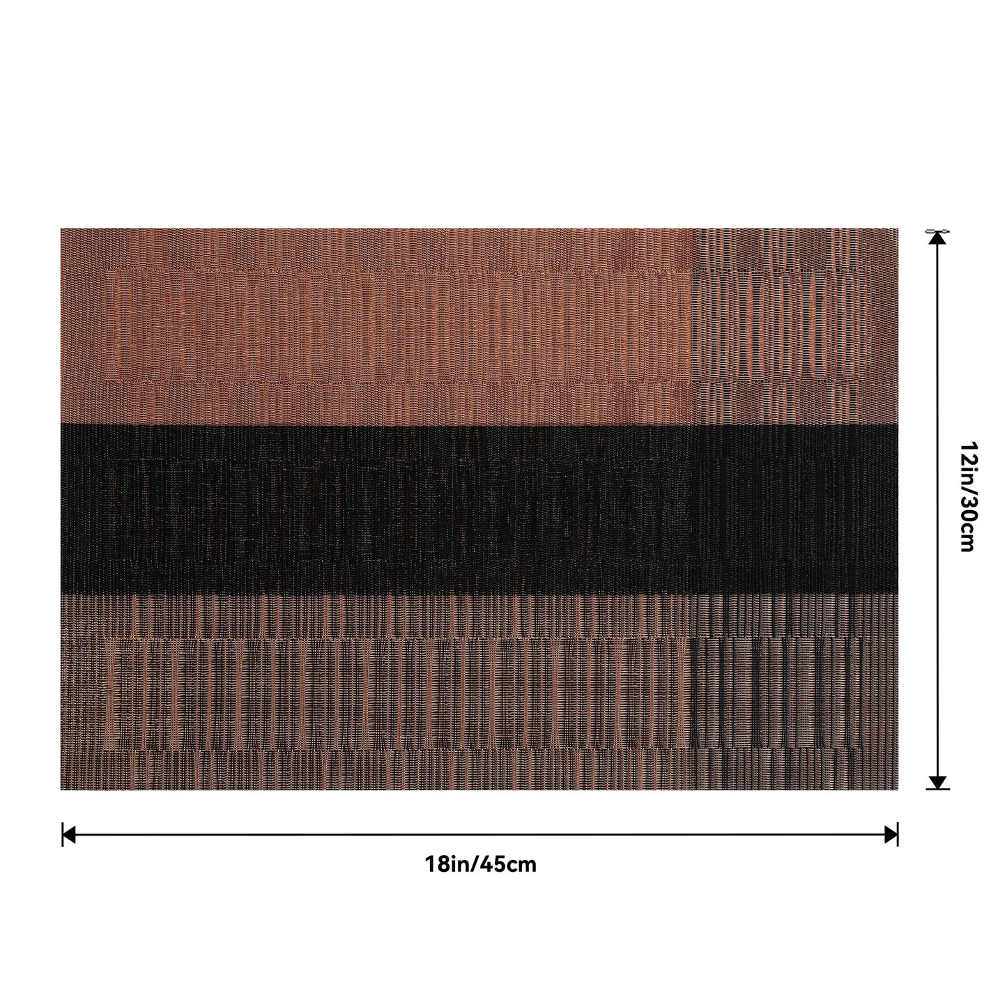 Leetaltree Brown with Black Striped Placemats Set of 8 - Heat Resistant Non-Slip Place mats for Dining Table, Washable Durable PVC Vinyl Woven Table Mats(Brown Stripe, 8)
