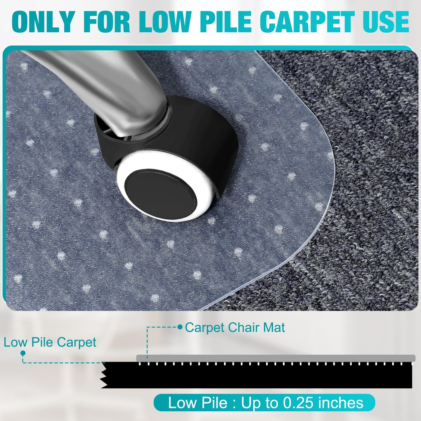 BesWin Chair Mat for Carpets, Transparent Office Chair Mat for Low Pile Carpeted Floors, Computer Desk Chair Mat for Office Chair on Carpet for Work, Home, Gaming, Easy Glide (Rectangle) 30" X 48"