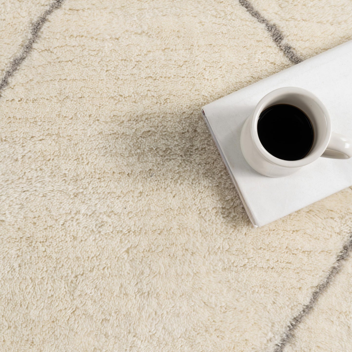 Rugs USA Beachwood Ivory/Grey, 6' x 9', Handmade, Trellis, Wool, Soft and Cozy, High Traffic, Stain Resistant, Easy Clean, Durable Area Rug for Bedroom, Living Room, Dining, Den, Foyer, Entryway