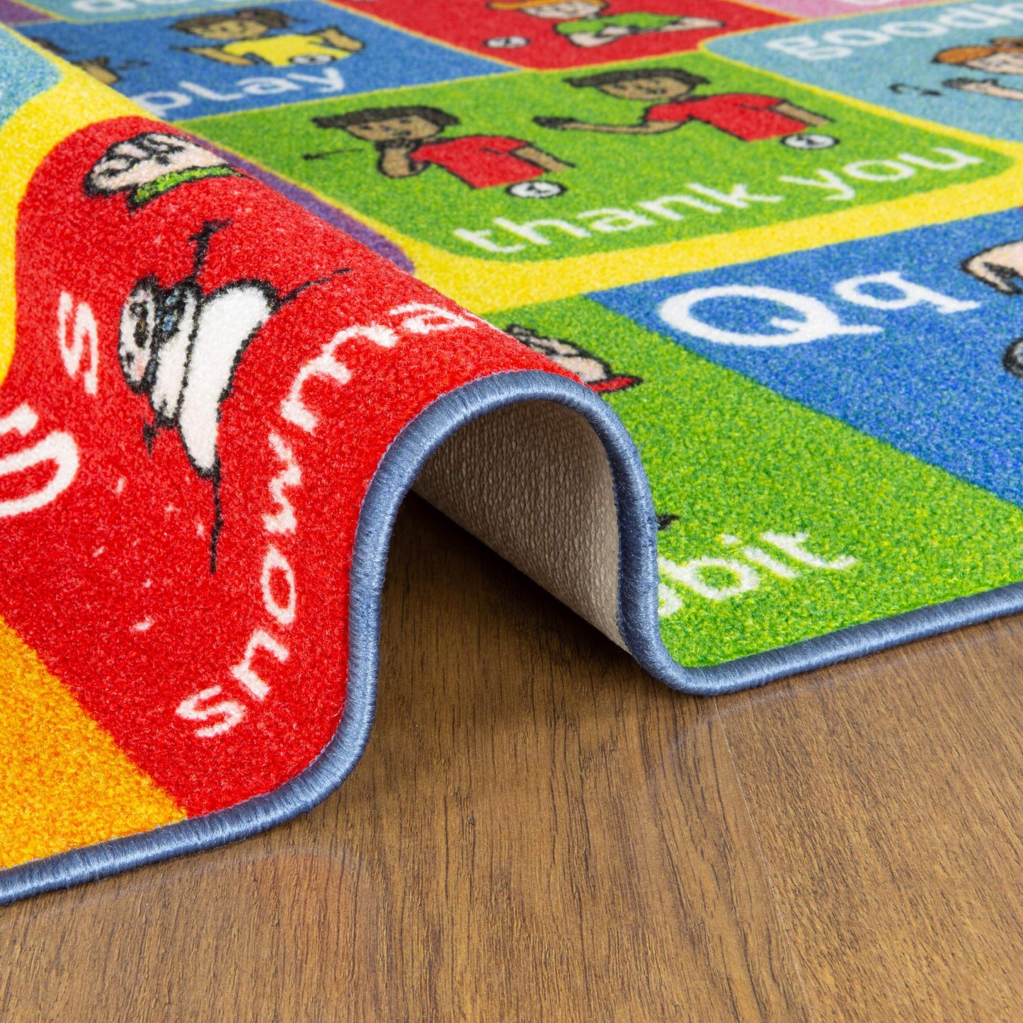 KC Cubs 3x5 ABC Alphabet ASL Sign Language Rug – Educational Non-Slip Carpet Play Mat for Kids, Toddlers, Nursery, Classroom, Playroom, Baby, Daycare
