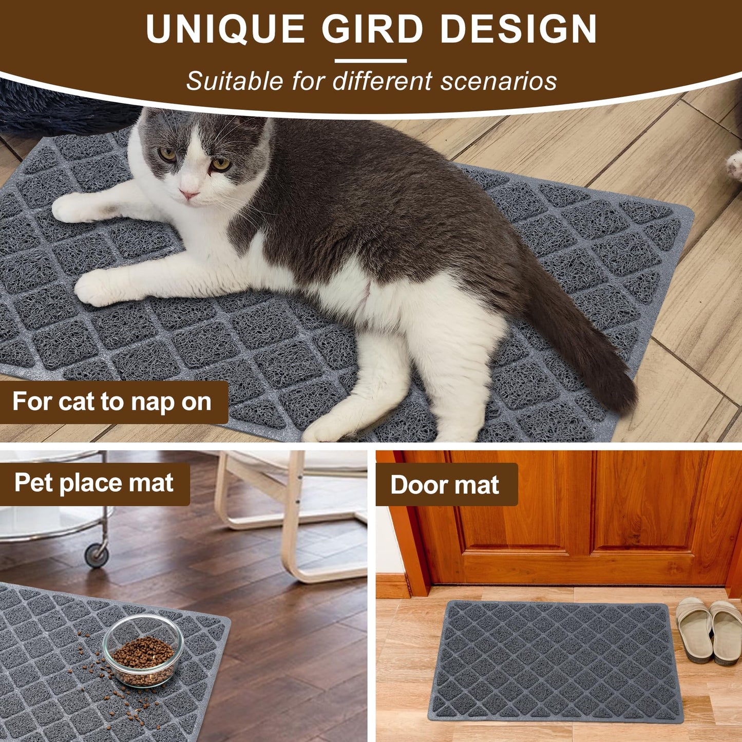 BOOMIBOO Cat Litter Mat Litter Box Mat,Litter Trapping Mat Premium Durable PVC Pad, 23 x 14 Inches, Easy to Clean,Non-Slip,Urine Waterproof