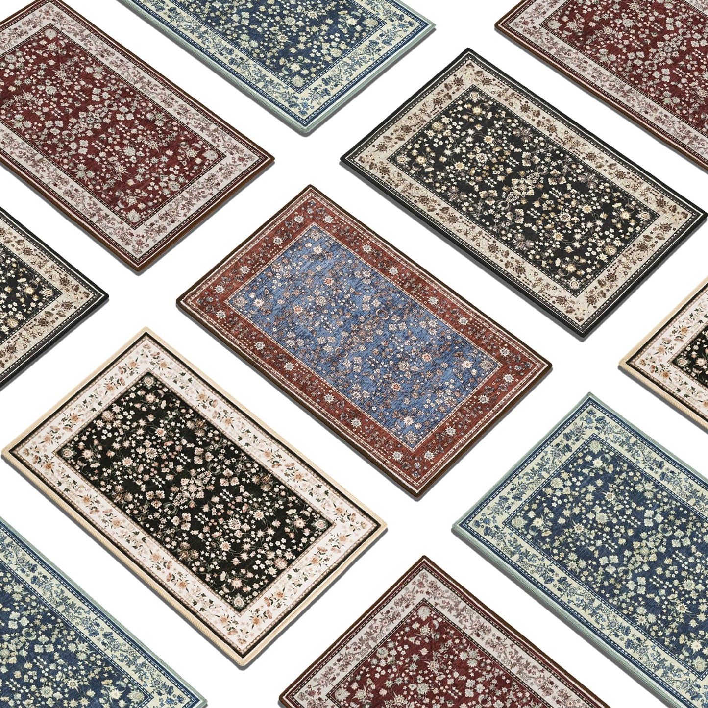 Softlife Washable Rug for Living Room, Black Camel Non-Slip Rugs for Kitchen, 6x9 Oriental Indoor Mat Under Dinning Table, Mordern Print Home Carpets with Rubber Backing for Kids
