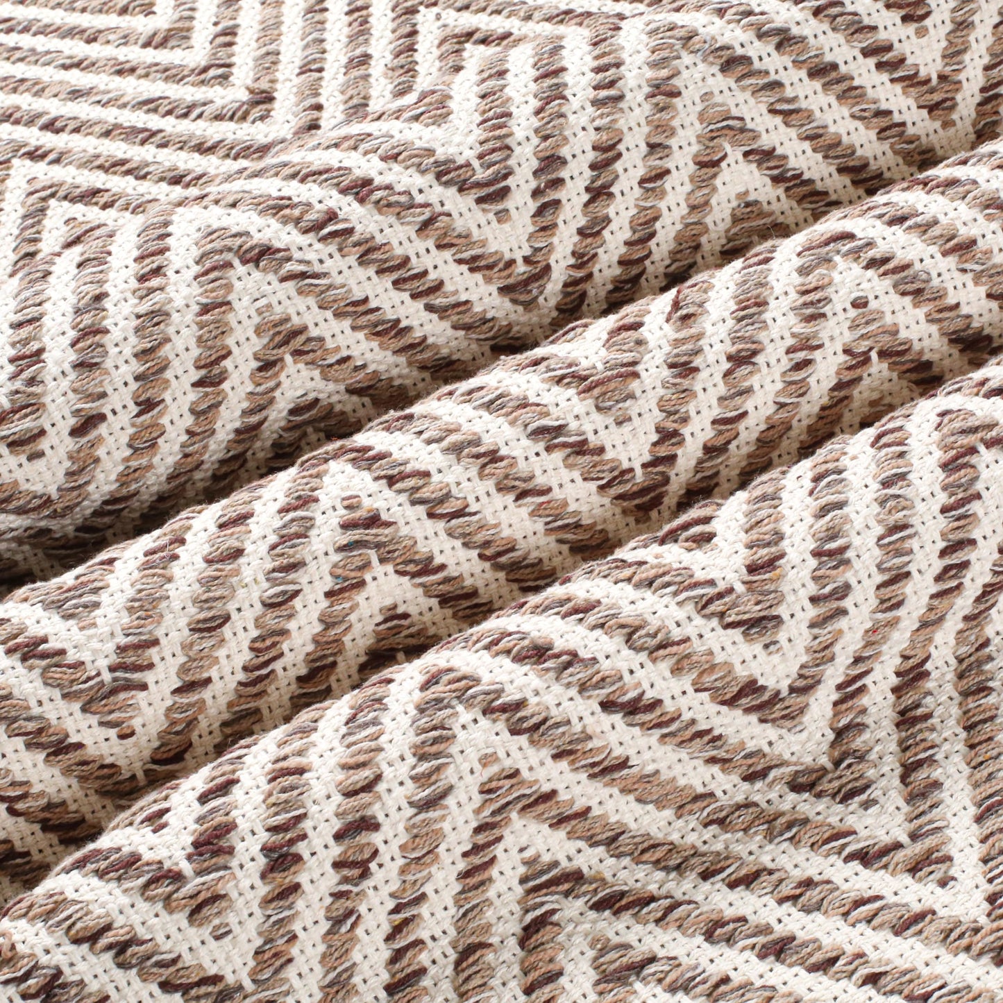 Cotton Chevron Hand Woven Area Runner Rug 2x6 Feet - Beige, Farmhouse Decorative Floor Runners Ideal for Hallways, Kitchen, Bedroom | Linen Nursery Neutral Geomatric Reversible Living Space Patio Mats