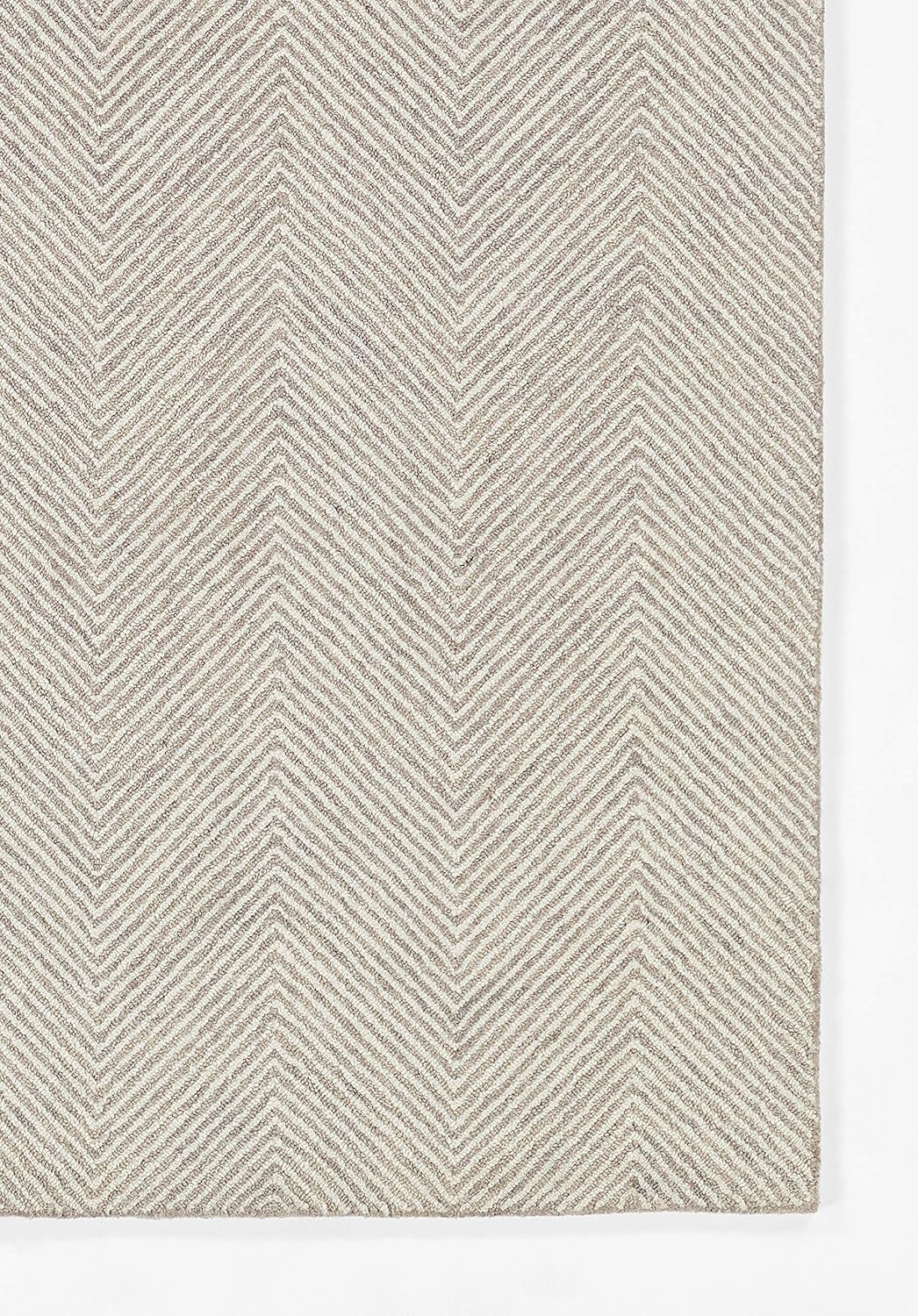 AVYAY RUGS Modern Herringbone Chevron Wool Area Rug, Handcrafted, Zigzag Pattern, Durable, for Living Room, Bedroom, Dining Room (Taupe, 5' x 8')