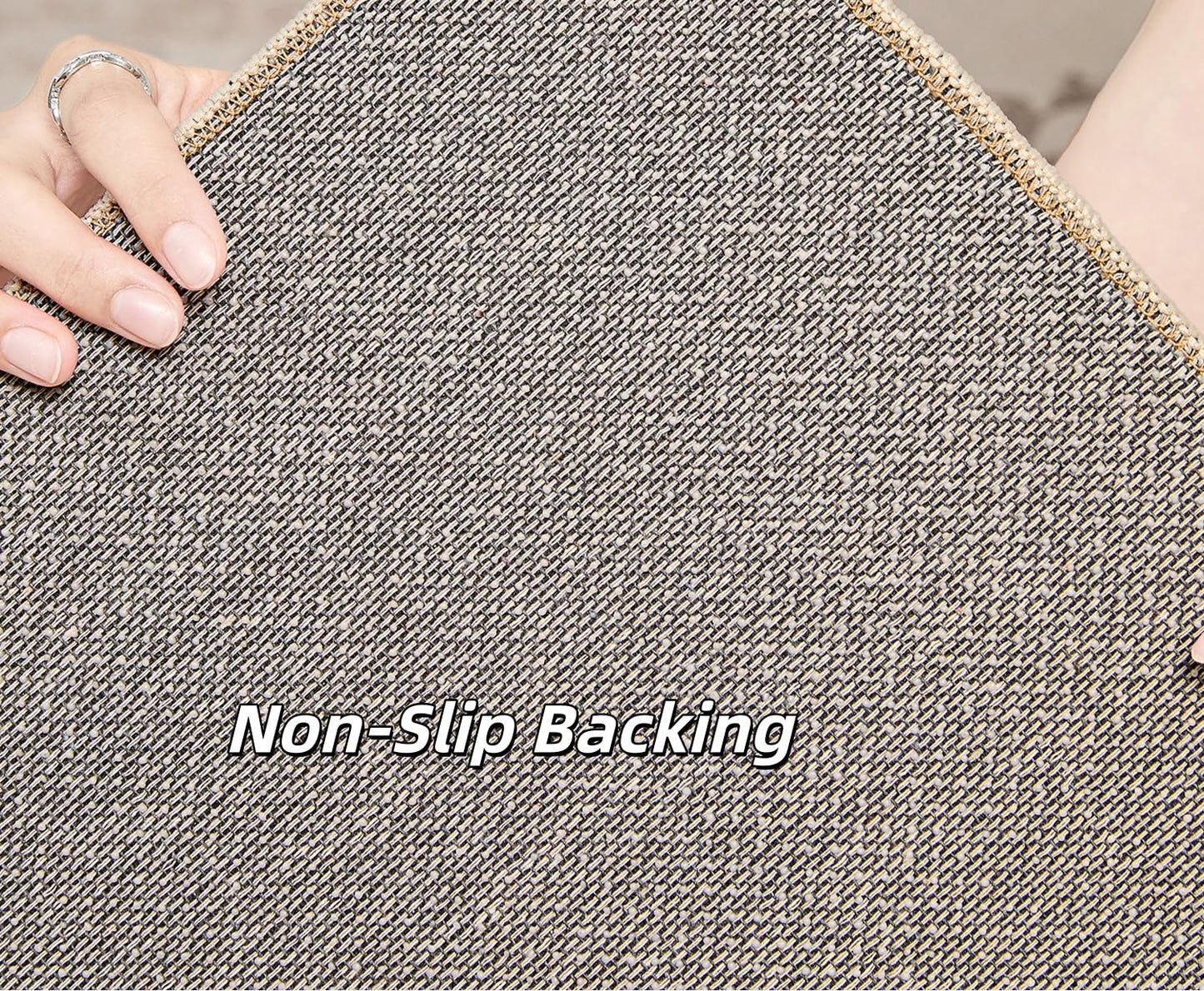 Irregular Shaped Rug with Scalloped Edges Black Beige Solid Modern Abstract Washable Area Rugs for Living Room Bedroom Nursery Playroom Contemporary Aesthetic Non-Slip Indoor Accent Carpet 2x3