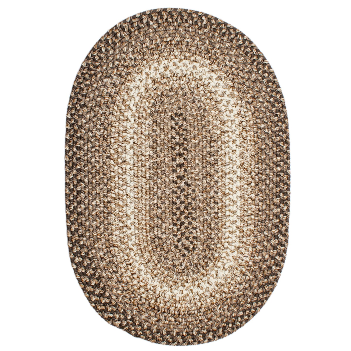 Super Area Rugs Braided Rugs 2X3 Farmhouse Kitchen Rug - Ridgewood Braided Rug for Living Room - Reversible - Indoor/Outdoor - Made in USA - Brown Velvet/Beige, 2' X 3' Oval