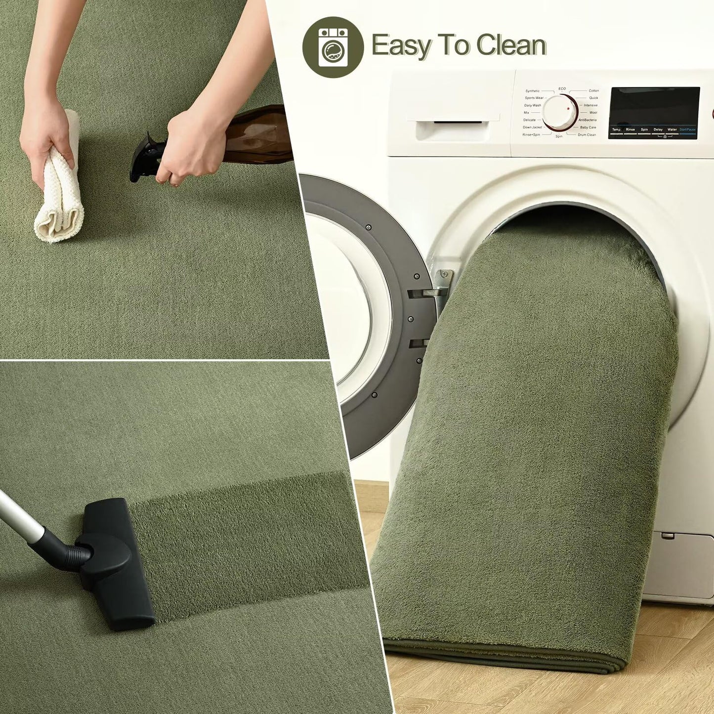 Vasofe 4x6 Soft Rugs for Living Room Bedroom, Sage Green Modern Washable Non-Slip Area Rug, Indoor Memory Foam Fluffy Carpets for Boys Girls Room Playroom Nursery Thick Office Mat Home Decor