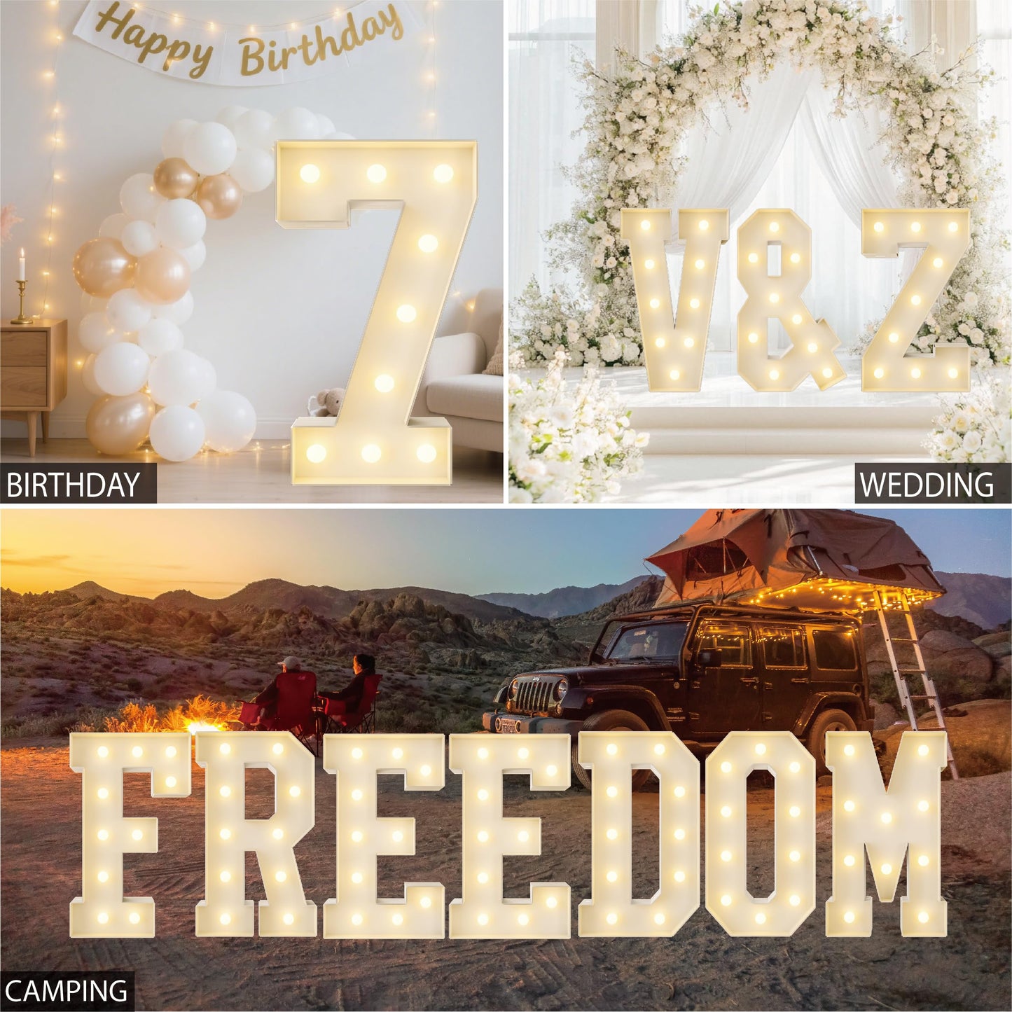 HXWEIYE Big Light Up Letters F,3FT Large Marquee Letters with lights, Mosaic Balloon Frame, Giant Baby Letter for baby shower Birthday Graduation Engagement Party Wedding Christmas Decor (Warm White)