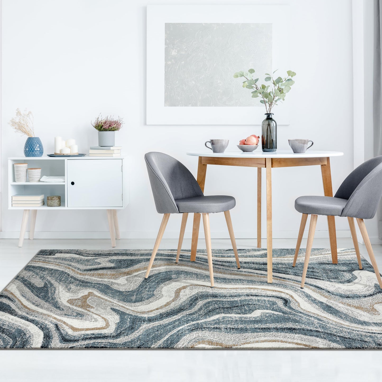 LUXE WEAVERS Marble Patterned Abstract Swirl Blue 5x7 Area Rug