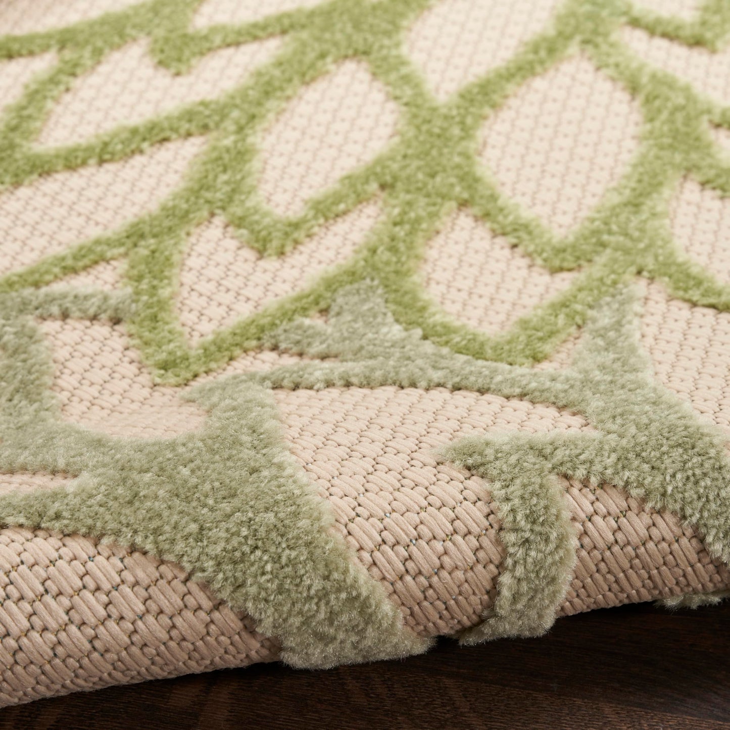 Nourison Home Aloha Tropical Indoor/Outdoor Ivory Green 6' x 9' Area Rug, Easy Cleaning, Non Shedding, Bed Room, Living Room, Dining Room, Backyard, Deck, Patio (6x9)