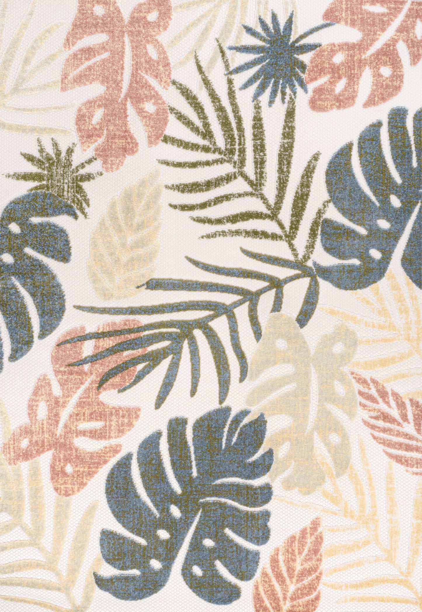 JONATHAN Y Tropical Leaf Indoor Outdoor Area Rug 8x10 Cream/Multi, Monstera High-Low for Backyard, Patio, Porch, Easy-Cleaning, High Traffic, Pet-Friendly, Non-Shedding (AMC113D-8)