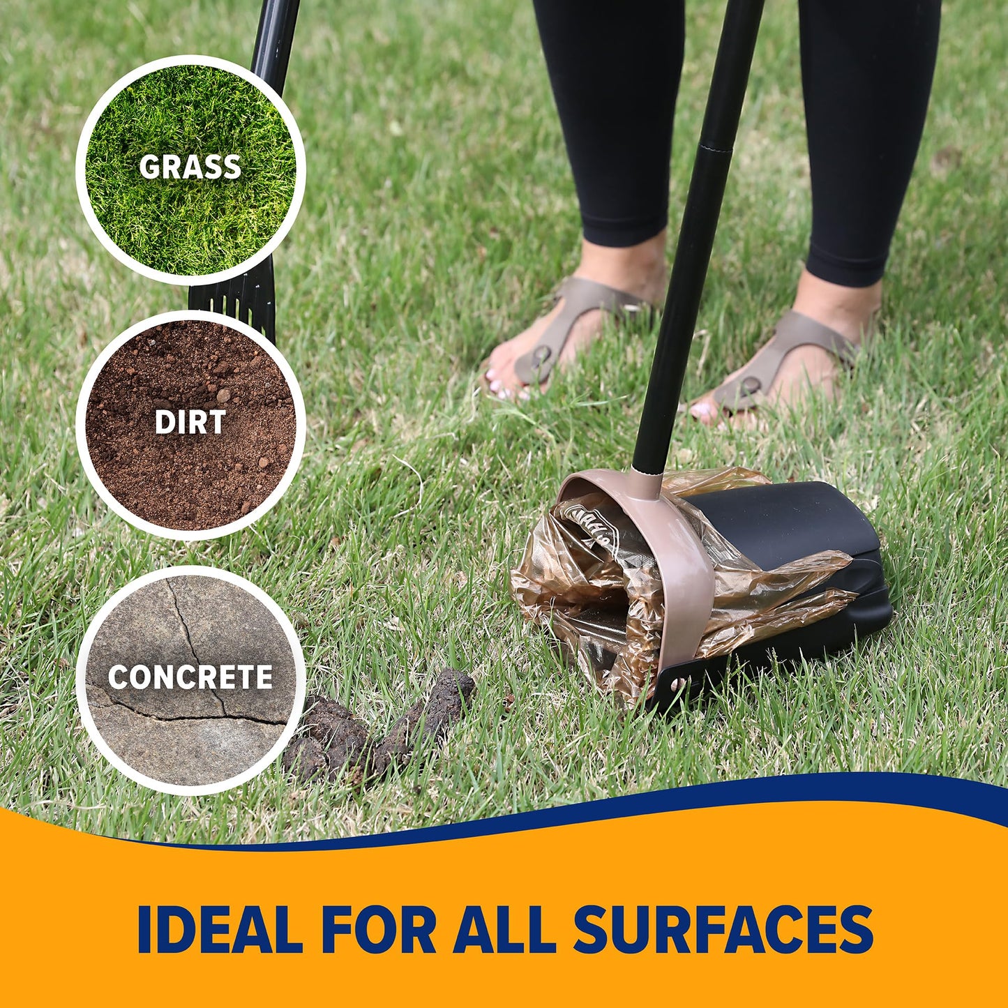 Arm & Hammer Dog Pooper Scooper Swivel Bin & Rake, Poop Scoop for Dogs, Black (2 Heavy Duty Scented Waste Bags Included)