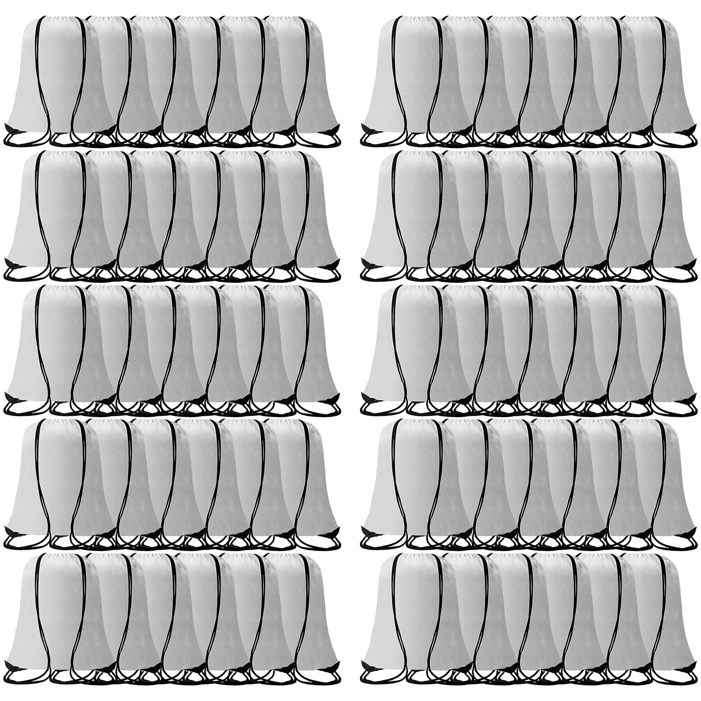 Topspeeder 60 Pieces Drawstring Backpack Bags Sports Sackpack Bulk Cinch Gym Bag For Women Men Outdoor Sports Backpack(White)