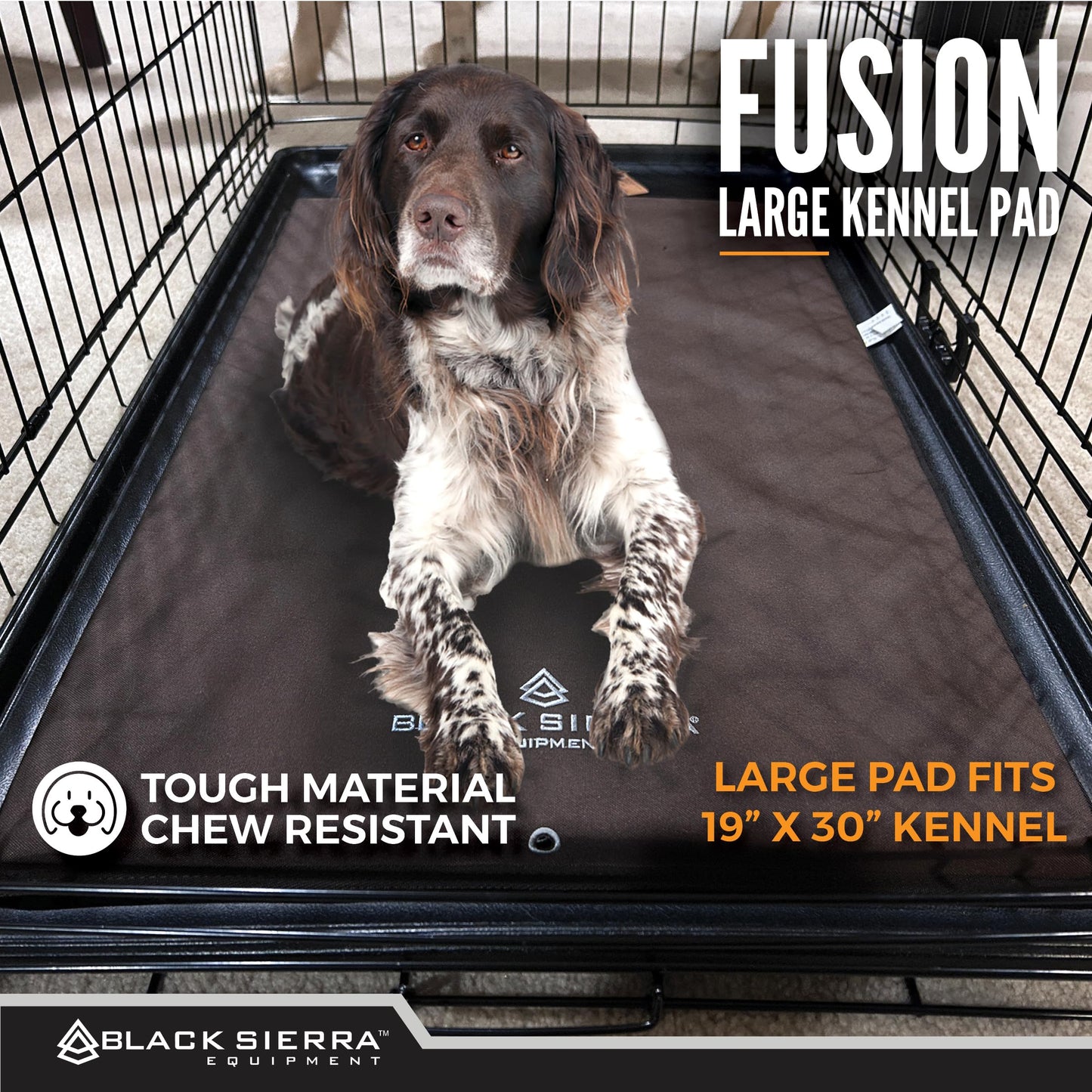 Black Sierra Large Dog Kennel Pad, 1 Inch Thick Padding Measures 30" x 18", Water Resistant Crate Cushion for Hunting or Travel, Durable and Slip Resistant Pet Bedding Mat