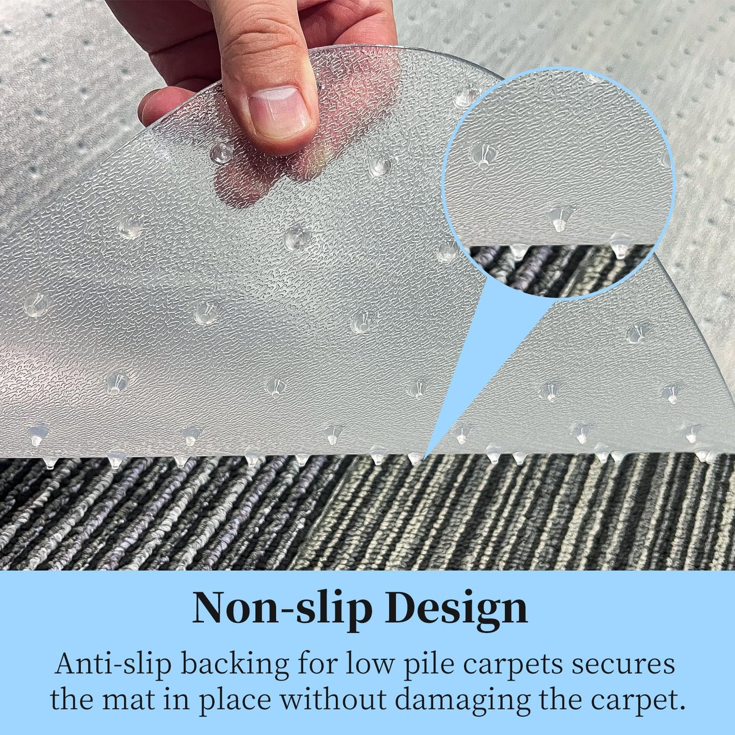 Tonaus Office Chair Mat for Carpet, 48"×36" Desk Chair Mat T-Shape Carpet Protector Mat for Office Chair, Transparent 2.2mm Thick T-Shape Floor Protection with Non-Slip Studded