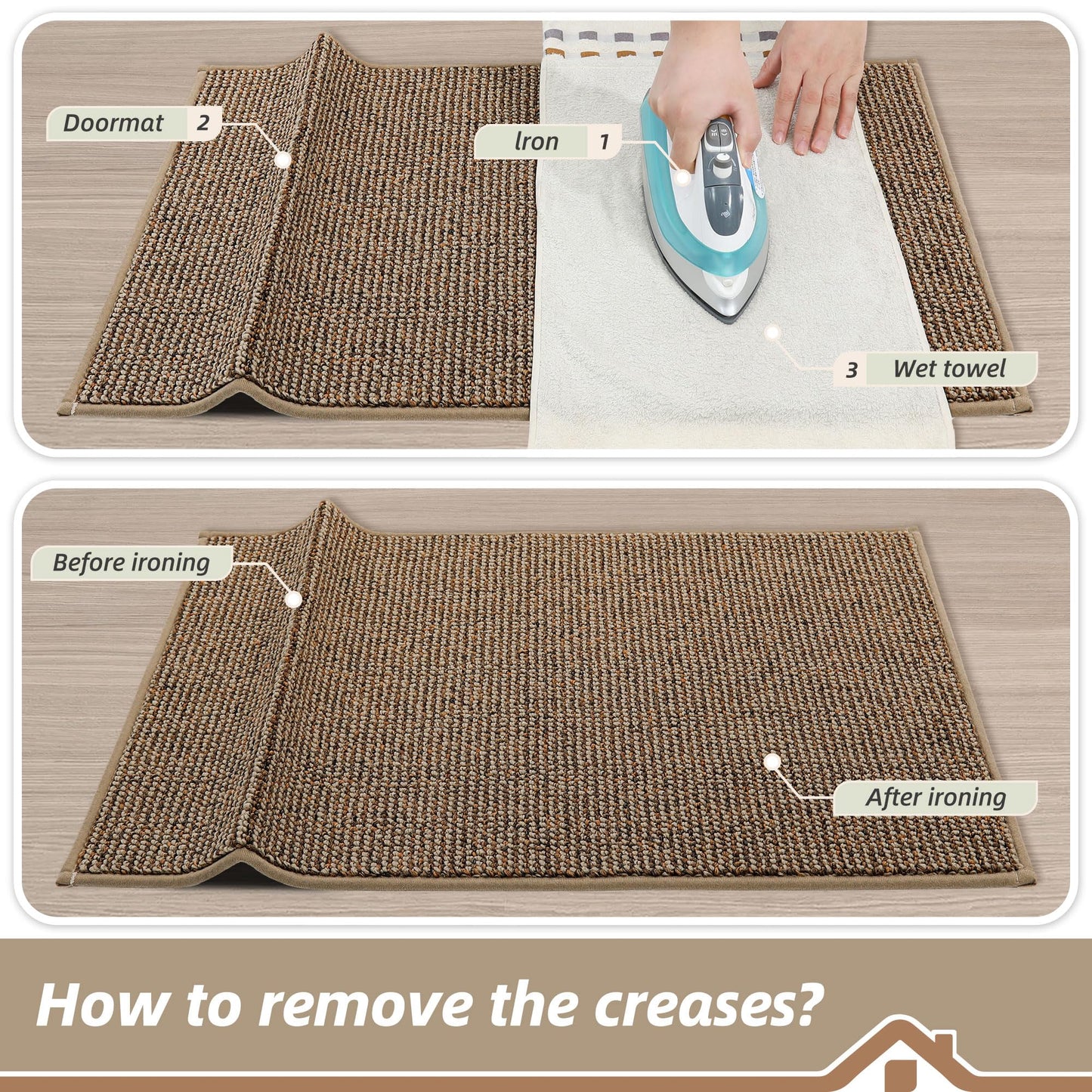 BEQHAUSE Dirt Trapper Door Mat 32" x 48", Non-Slip Washable Doormats Entrance Mat, Dirt Resistant and Absorbent Welcome Mat, Low Profile Floor Mats for Front Back Door and Entryway, Beige
