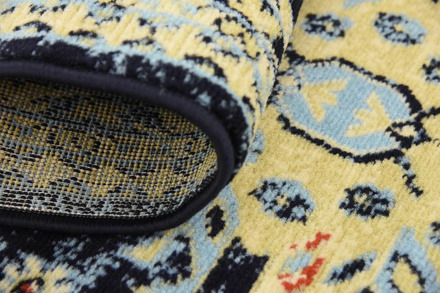 Unique Loom Taftan Collection Border Geometric Tribal Inspired Design Area Rug (2' 7 x 10' 0 Runner, Navy Blue/ Gold)