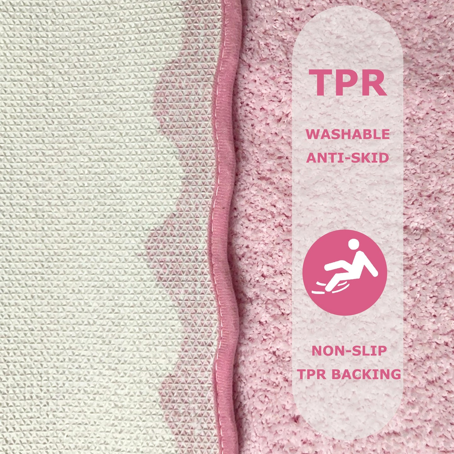 Cute Magenta Pink Scalloped Bathroom Runner Rug, Fun Plush Luxury Microfiber Bath Rug Aesthetic Washable Bath Mat Non-Slip for Bathroom, Tub, Floor Carpet, Sink, Shower, Extra Soft, Absorbent, 47x18