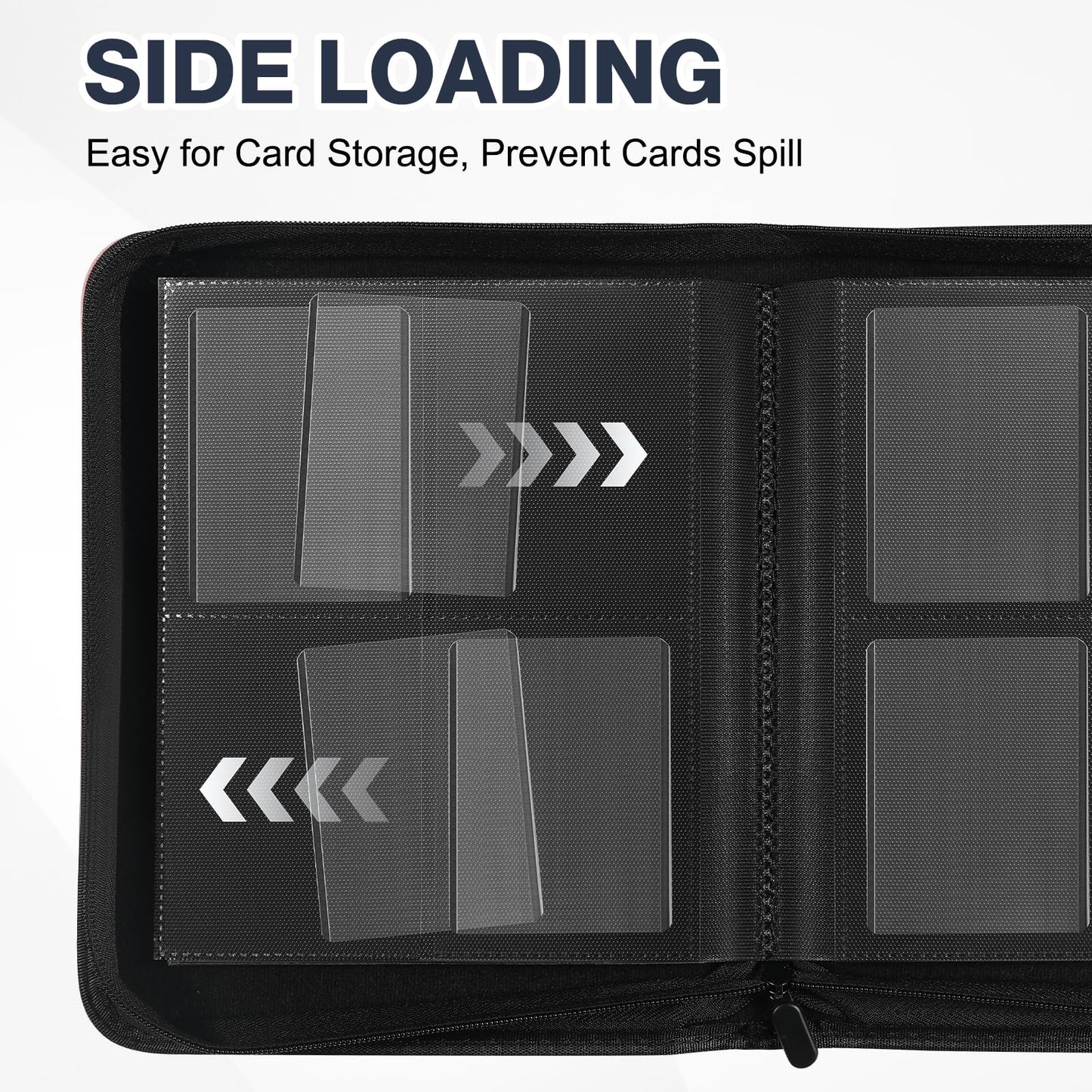 Toploader Binder, Holds 160 Toploaders, 100 Toploaders INCLUDED, 4-Pocket PU Cover Top Loader Binder for 3" x 4" Rigid Toploader, Ringless Double-Sided Toploader Card Binder for TCG, Sport Cards