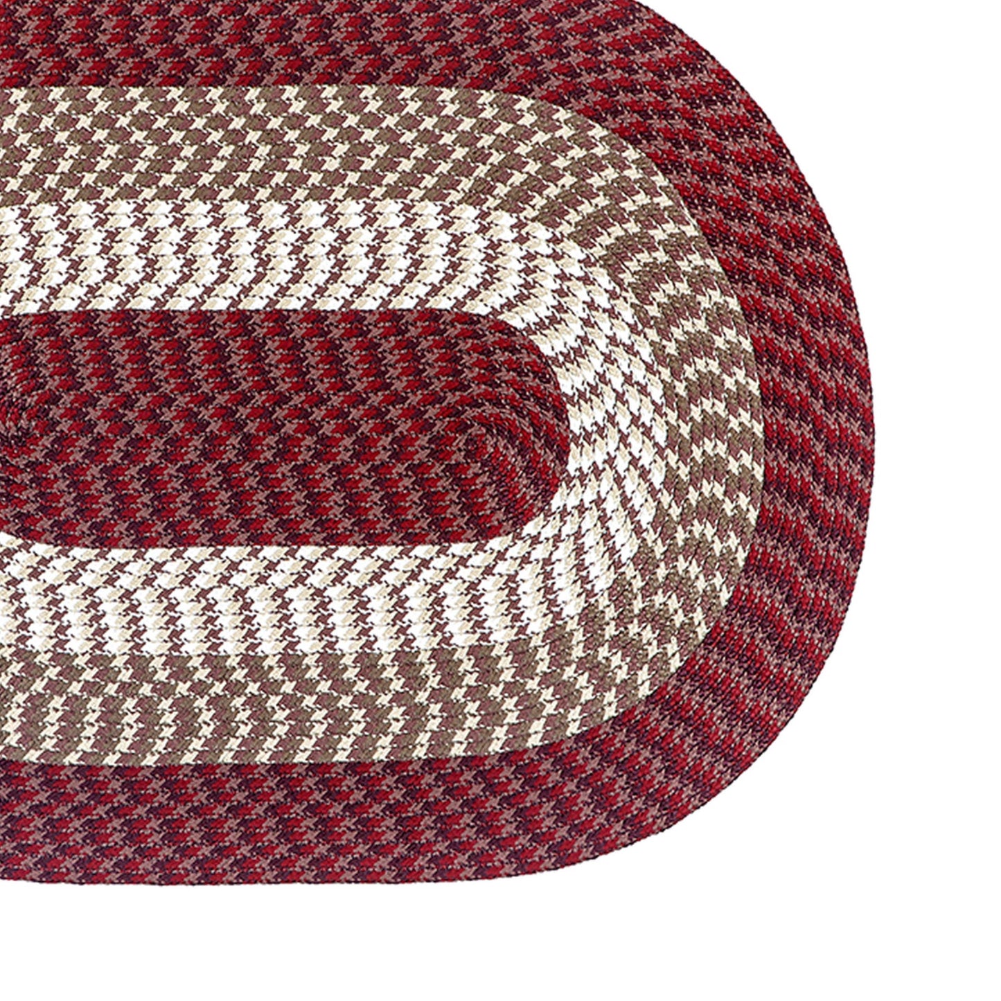 Better Trends Braided-Rugs, Alpine Braid Collection - Durable, Spot Clean, Reversible Indoor Utility-Rug, 100% Polypropylene-Rugs, Vibrant Color, 24" x 68" x 68" L-Shape-Rugs, Burgundy Stripe