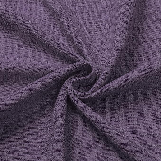 Tollpiz Linen Tier Curtains Rod Pocket Semi Sheer Short Kitchen Curtain Half Burlap Light Filtering Thick Linen Drape for Bathroom, 30 x 30 inches Long, Royal Purple, Set of 2 Panels