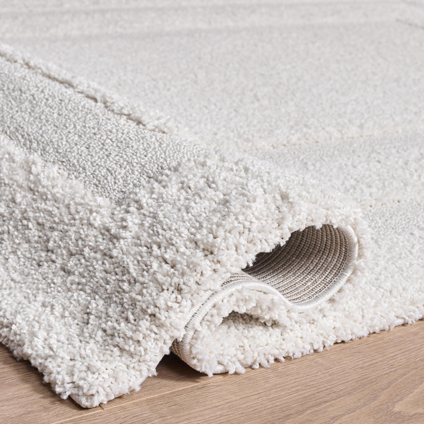 SAFAVIEH Florida Shag Collection Area Rug - 9'6" x 13', Creme & Creme, Border Design, Non-Shedding & Easy Care, 1.2-inch Thick Ideal for High Traffic Areas in Living Room, Bedroom (SG454-1111)