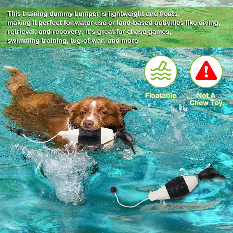 Archerest Dead Black and White Duck Dummy Bumper Toys for Waterfowl Hunting Retriever Dog Training, Floating Bird Dummy Trainer Outdoor Soft Durable Realistic Fowl