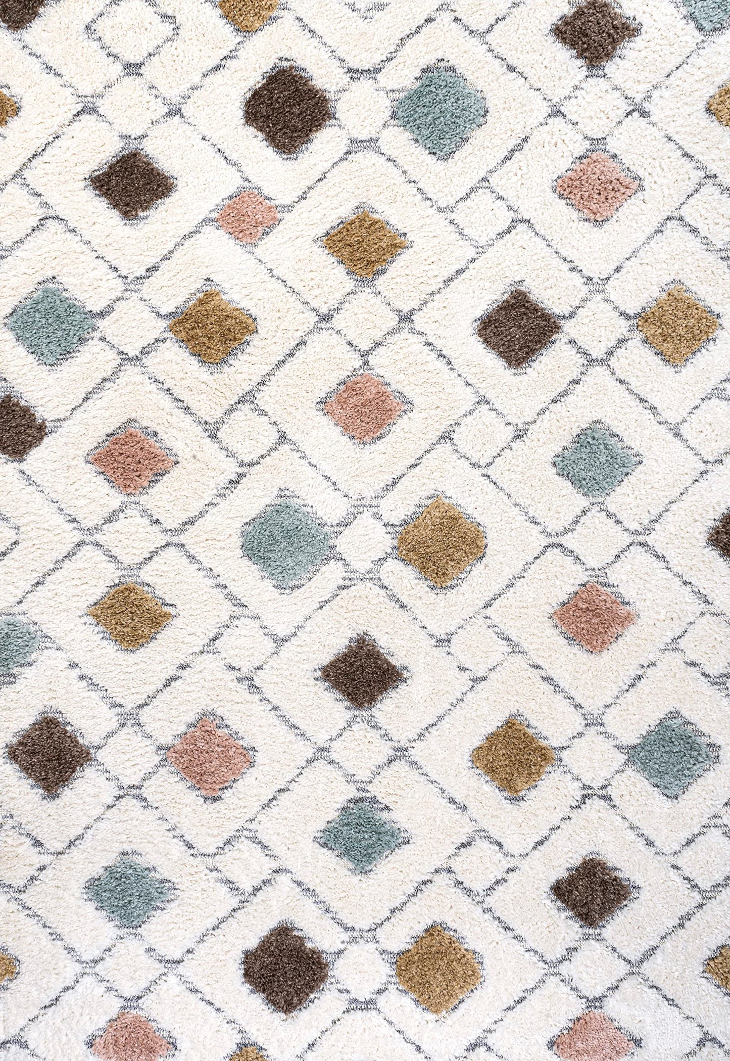JONATHAN Y Trellis High-Low Multi/Cream Indoor Area Rug 4X6 ft, Astrid Retro for Living Room, Bedroom, Kitchen, Office, Easy-Cleaning, High Traffic, Pet-Friendly, Non-Shedding SNT103A-4