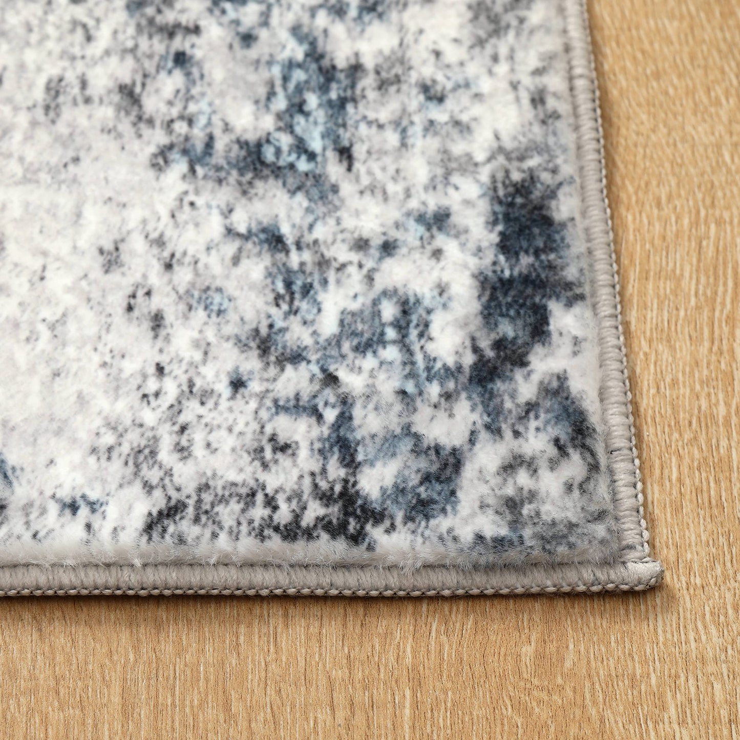Runner Rug for Hallways Kitchen 2'6"x8' Washable Non Slip: Carpet Non Skid 8ft Entryway Rubber Backed 8 Feet Neutral Abstract Modern Rug Low Pile Pet Friendly Indoor Blue Grey