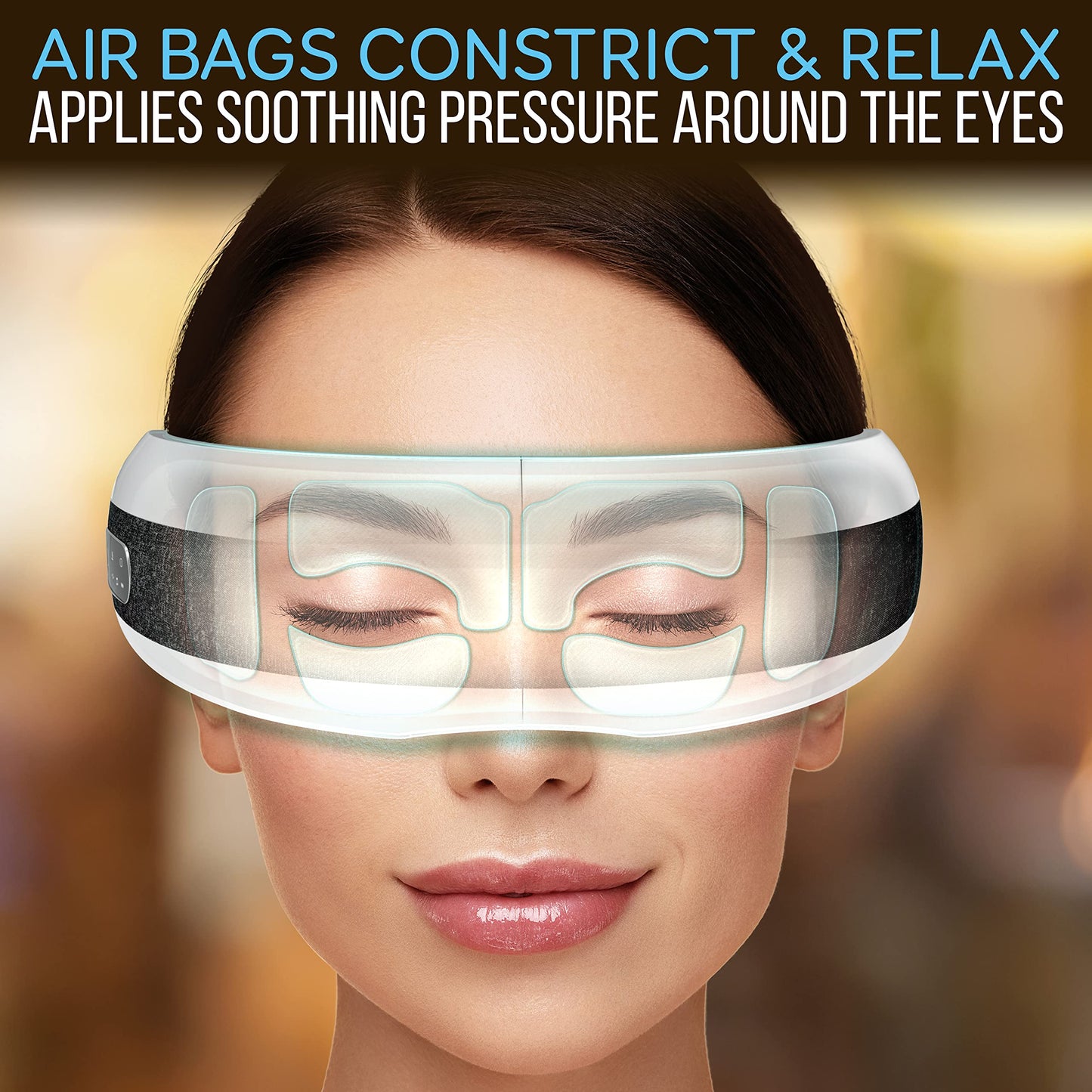 SereneLife Smart Eye Massager with Heat and Compression for Migraines and Stress Therapy, Wireless Heated Mask w/Music & Vibration